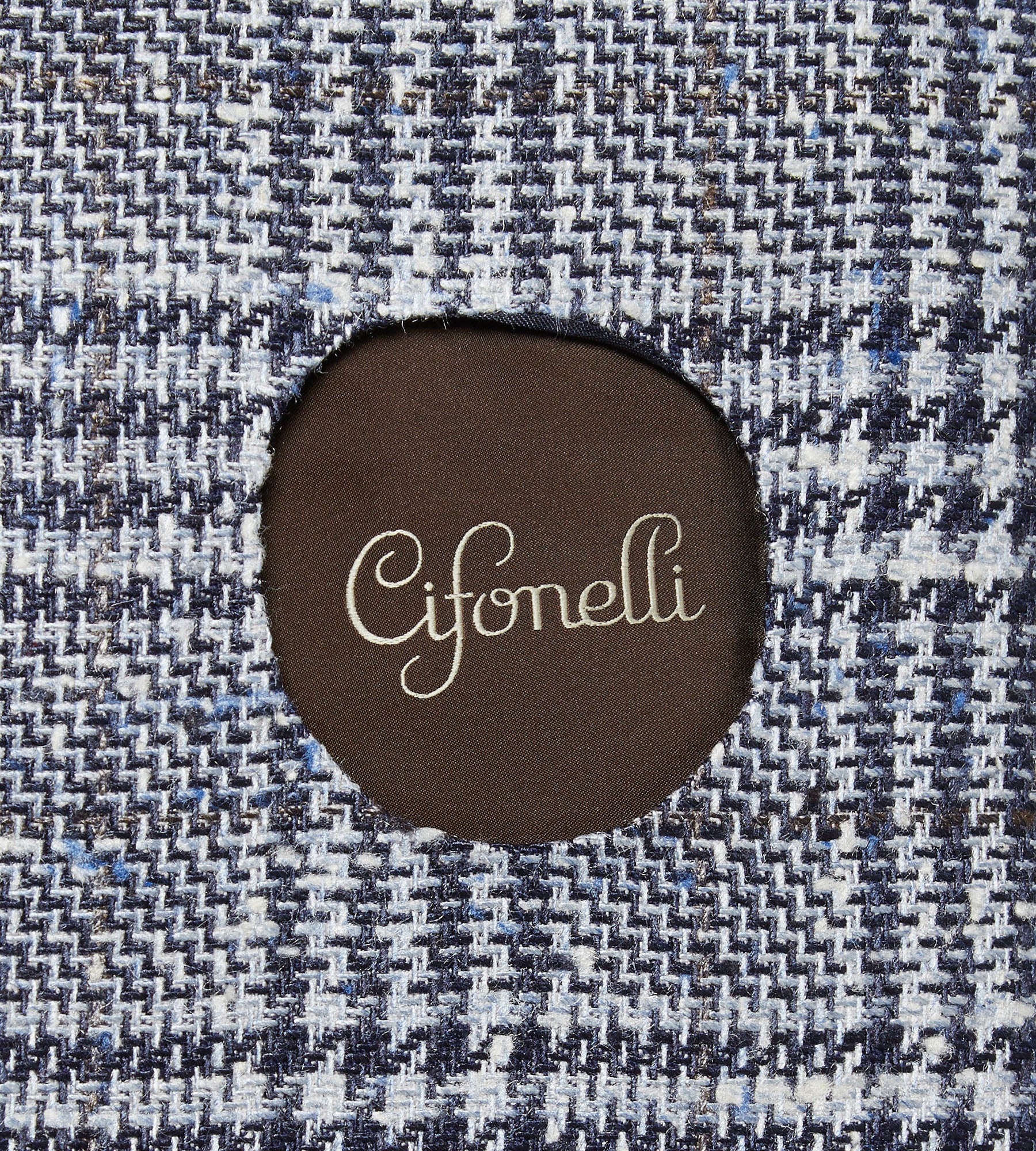 Veste bleue en laine & soie à motif Prince-de-Galles