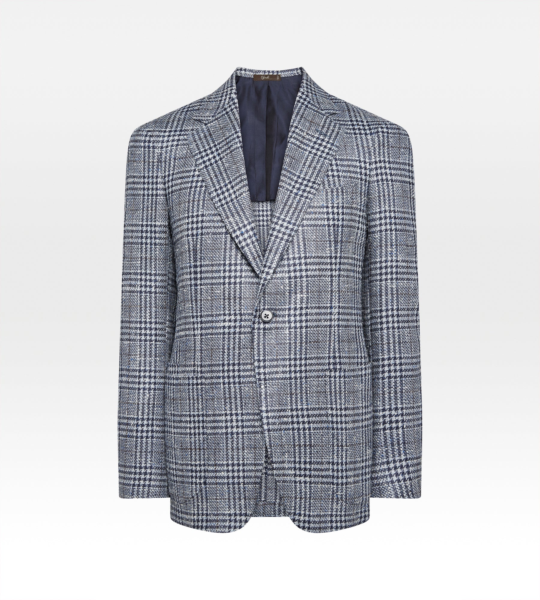 Veste Prince-de-Galles bleu en laine &amp; soie