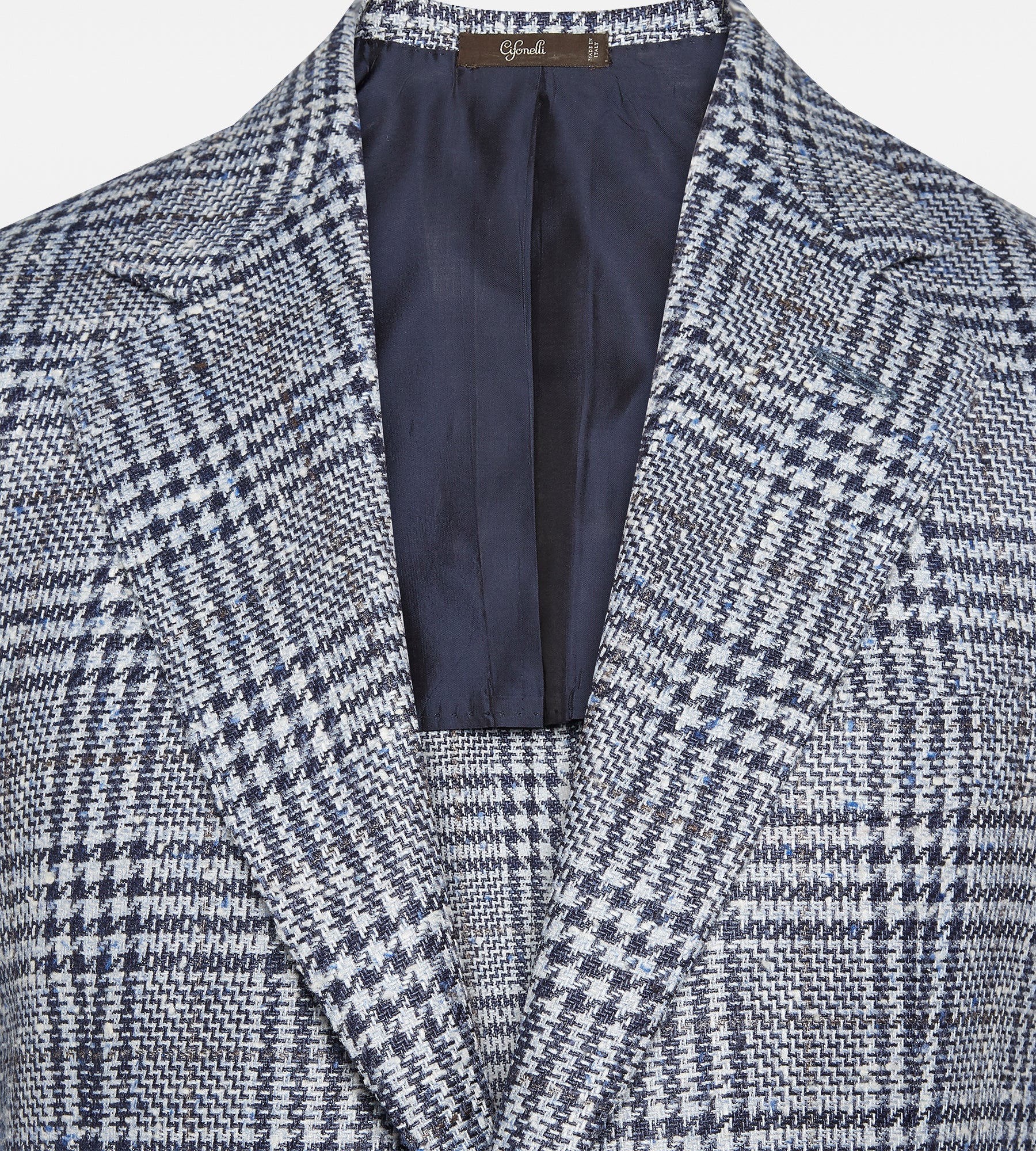 Veste Prince-de-Galles bleu en laine &amp; soie