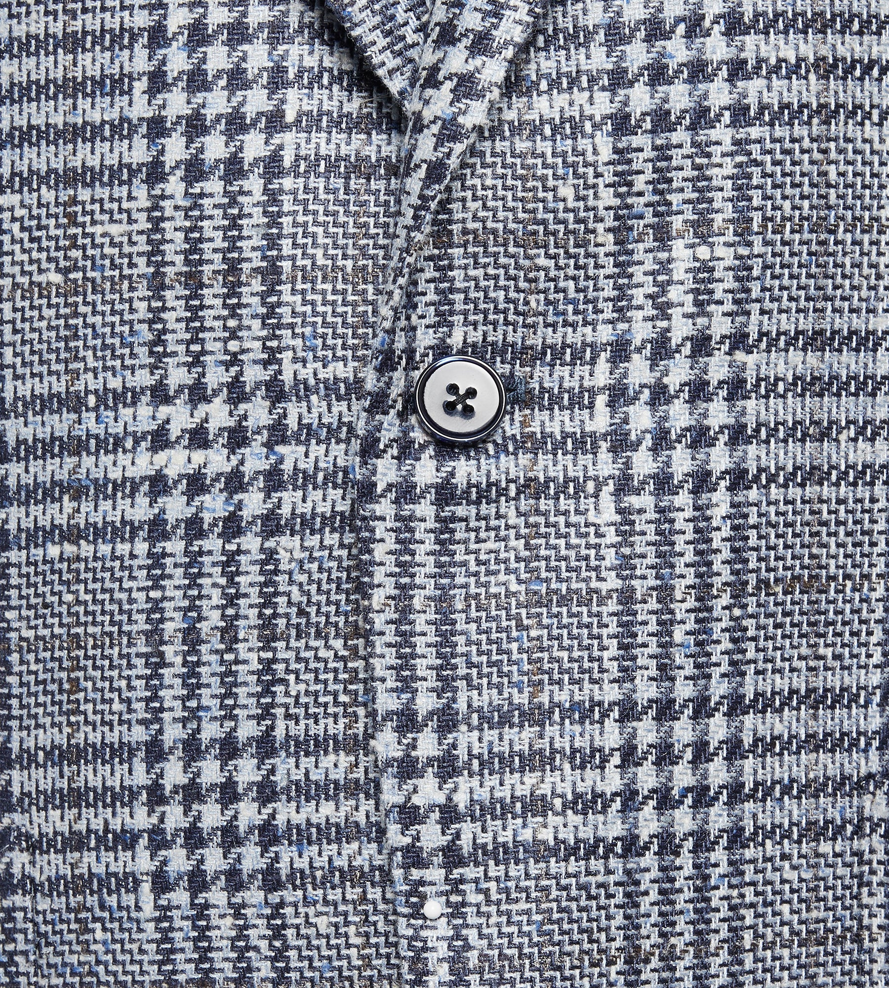 Veste bleue en laine & soie à motif Prince-de-Galles