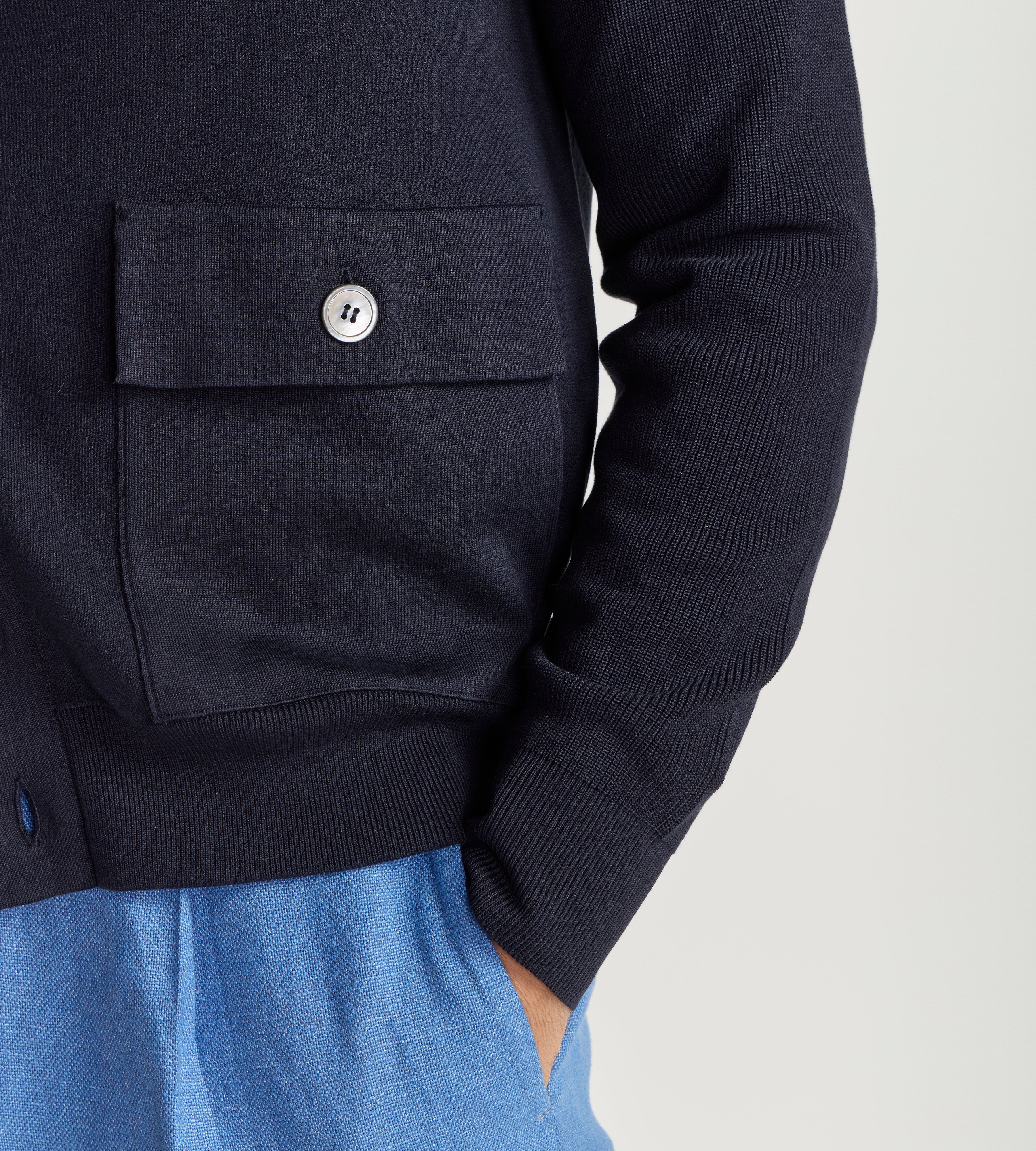 Blouson à col officier en laine