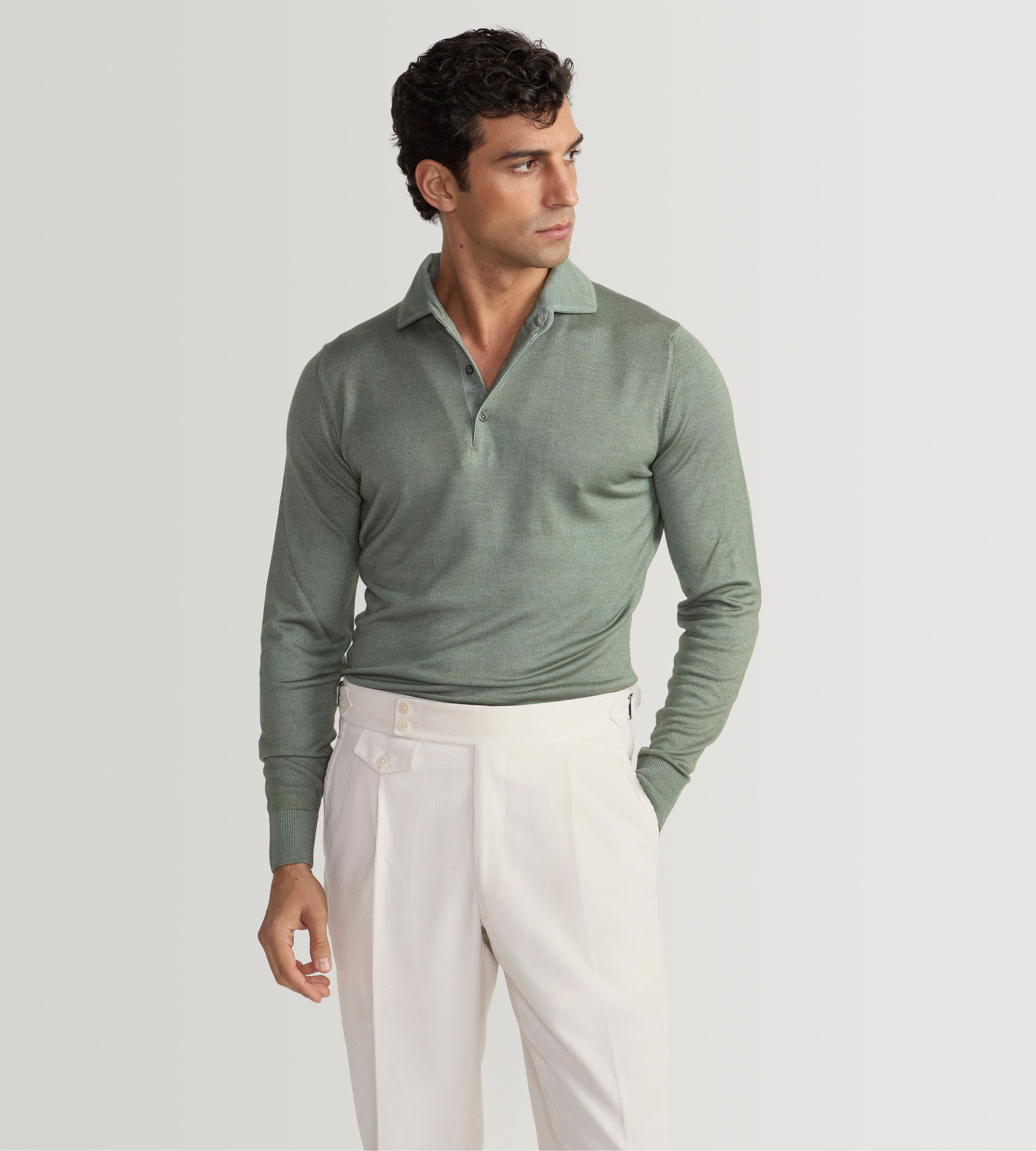 Polo vert en laine & cachemire