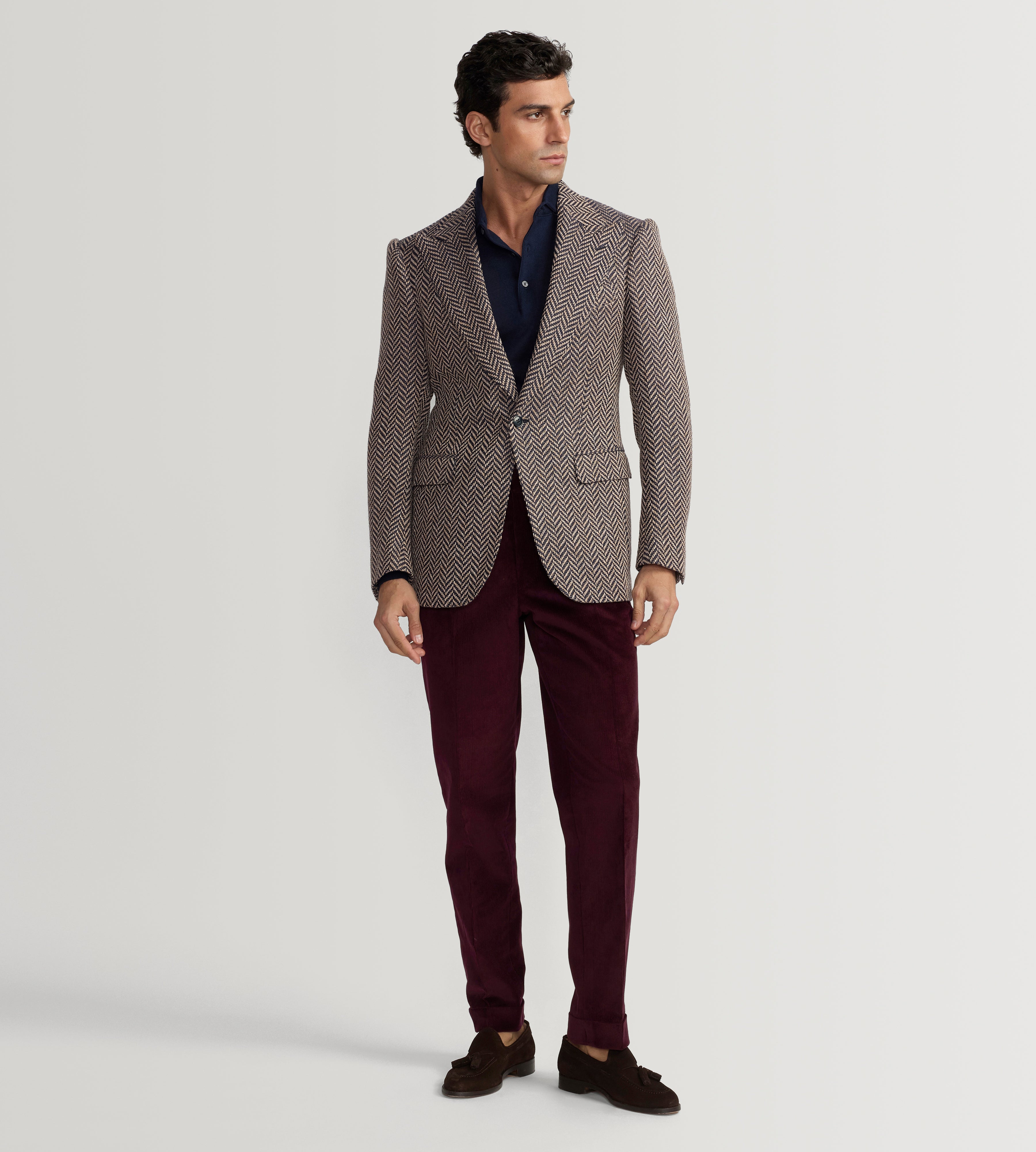 Pantalon en velours côtelé aubergine