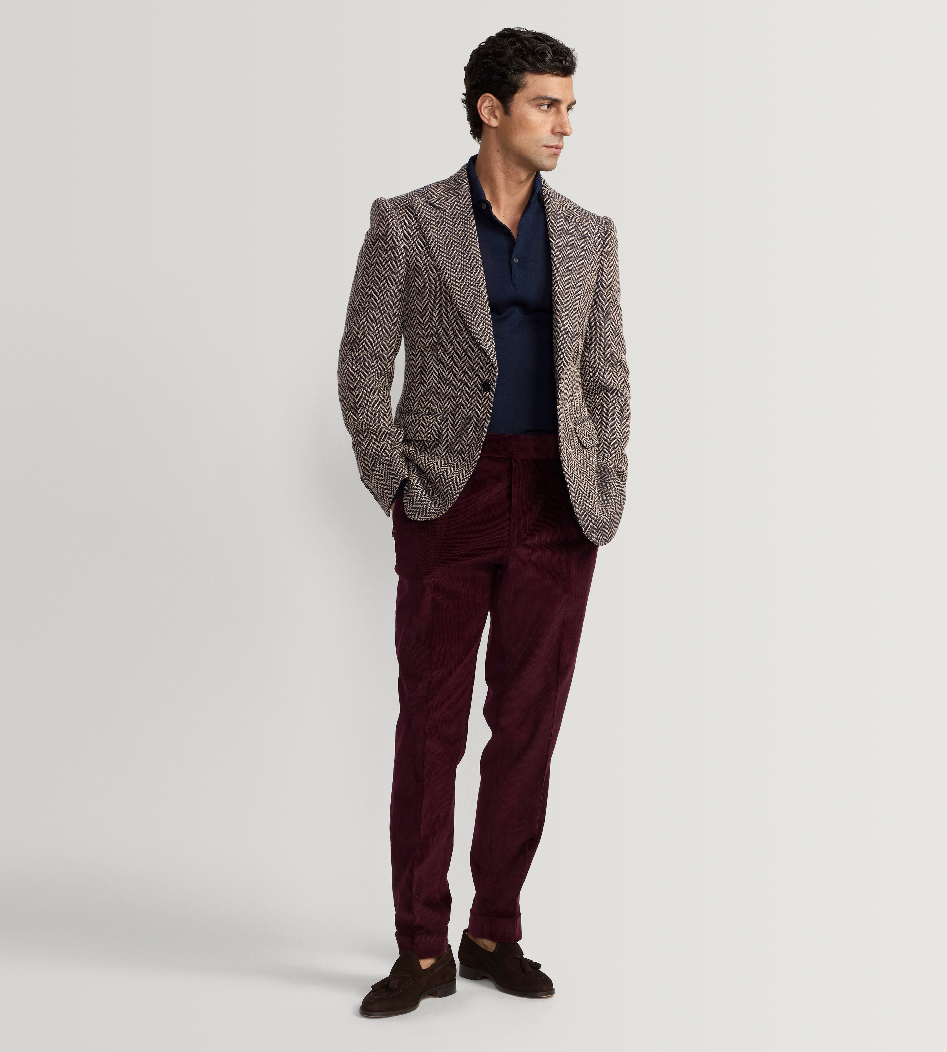 Polo bleu marine en laine & cachemire