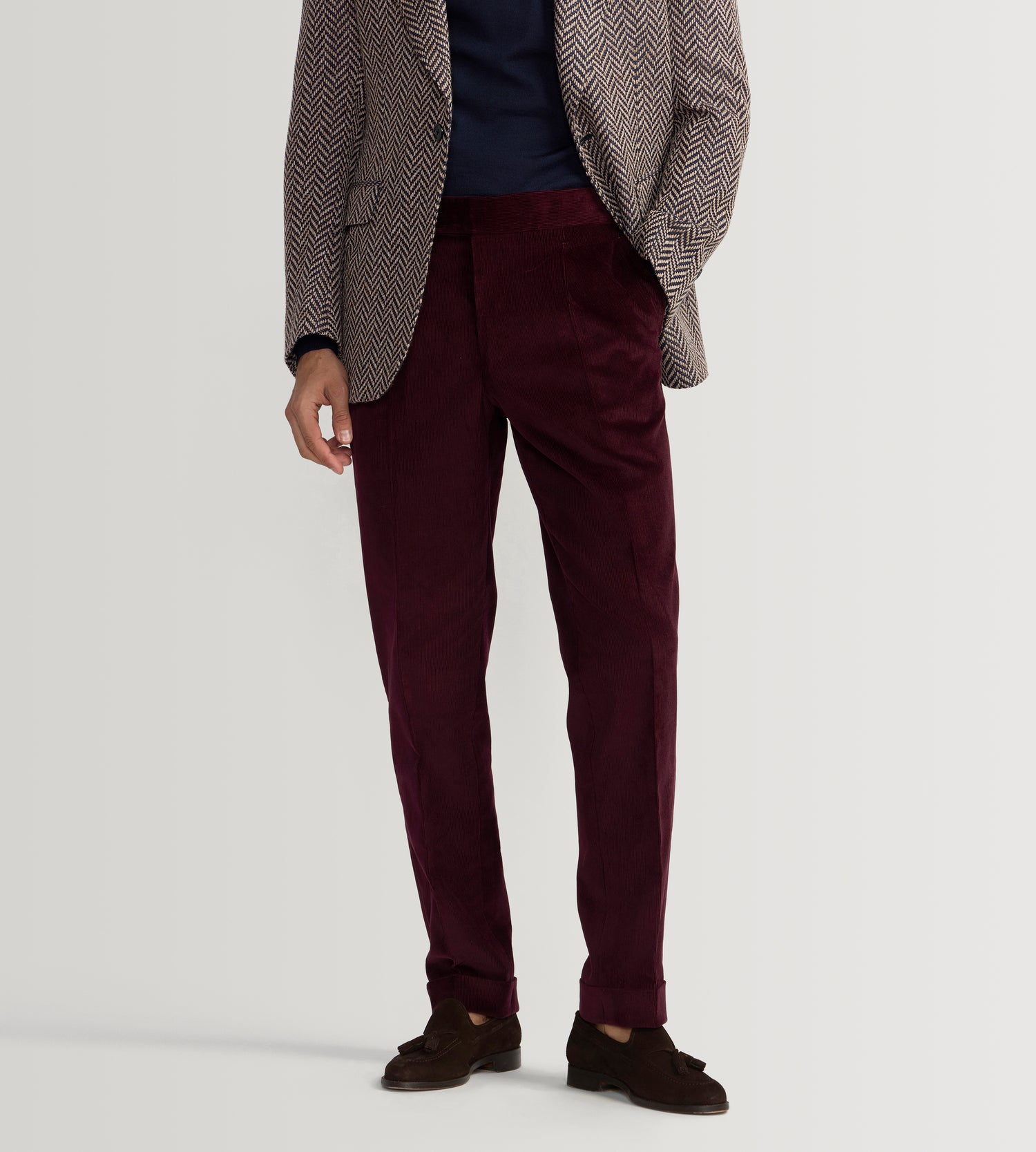 Pantalon en velours côtelé aubergine