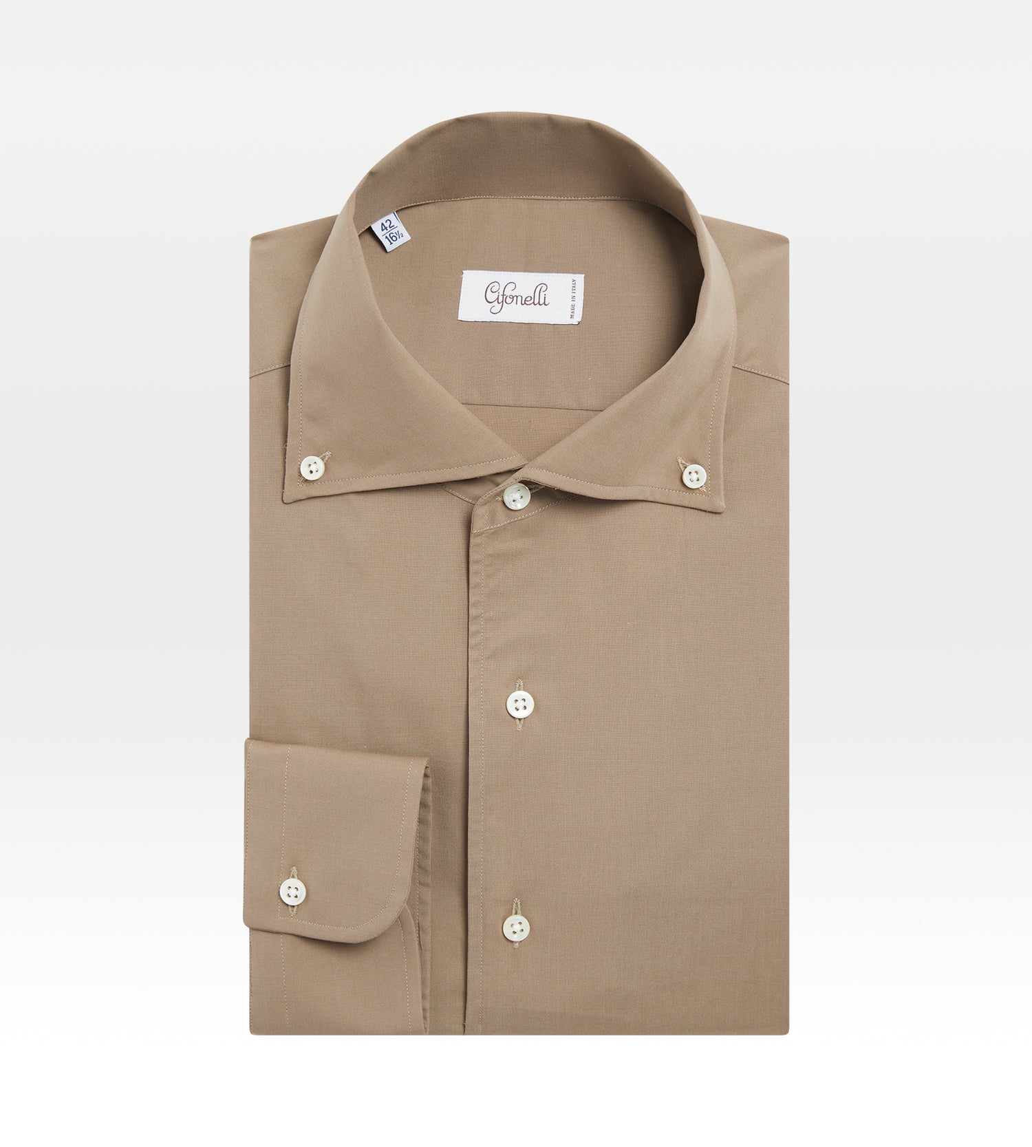 Chemise taupe en coton, laine & cachemire