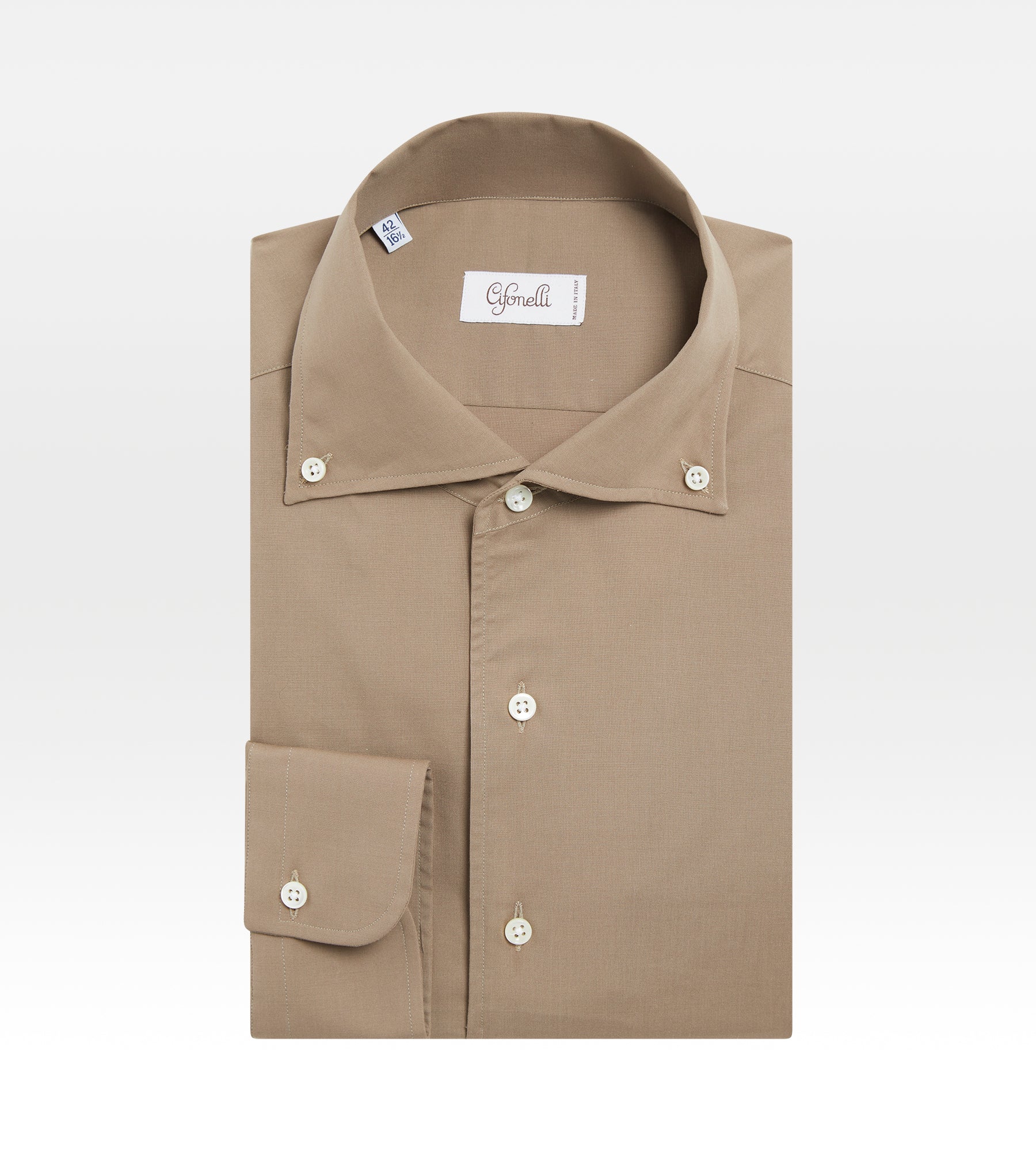 Chemise taupe en coton, laine & cachemire
