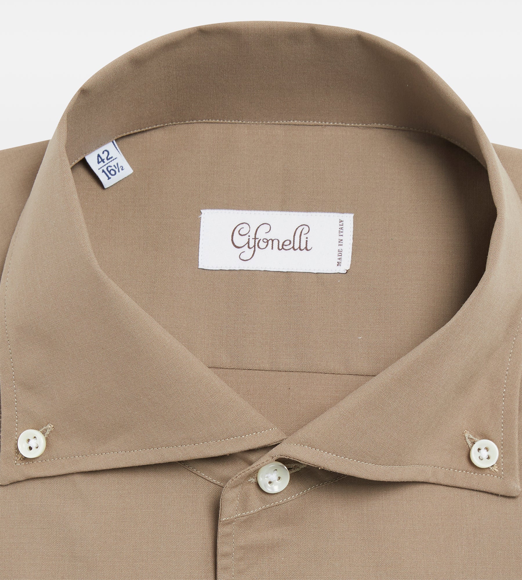 Chemise taupe en coton, laine & cachemire