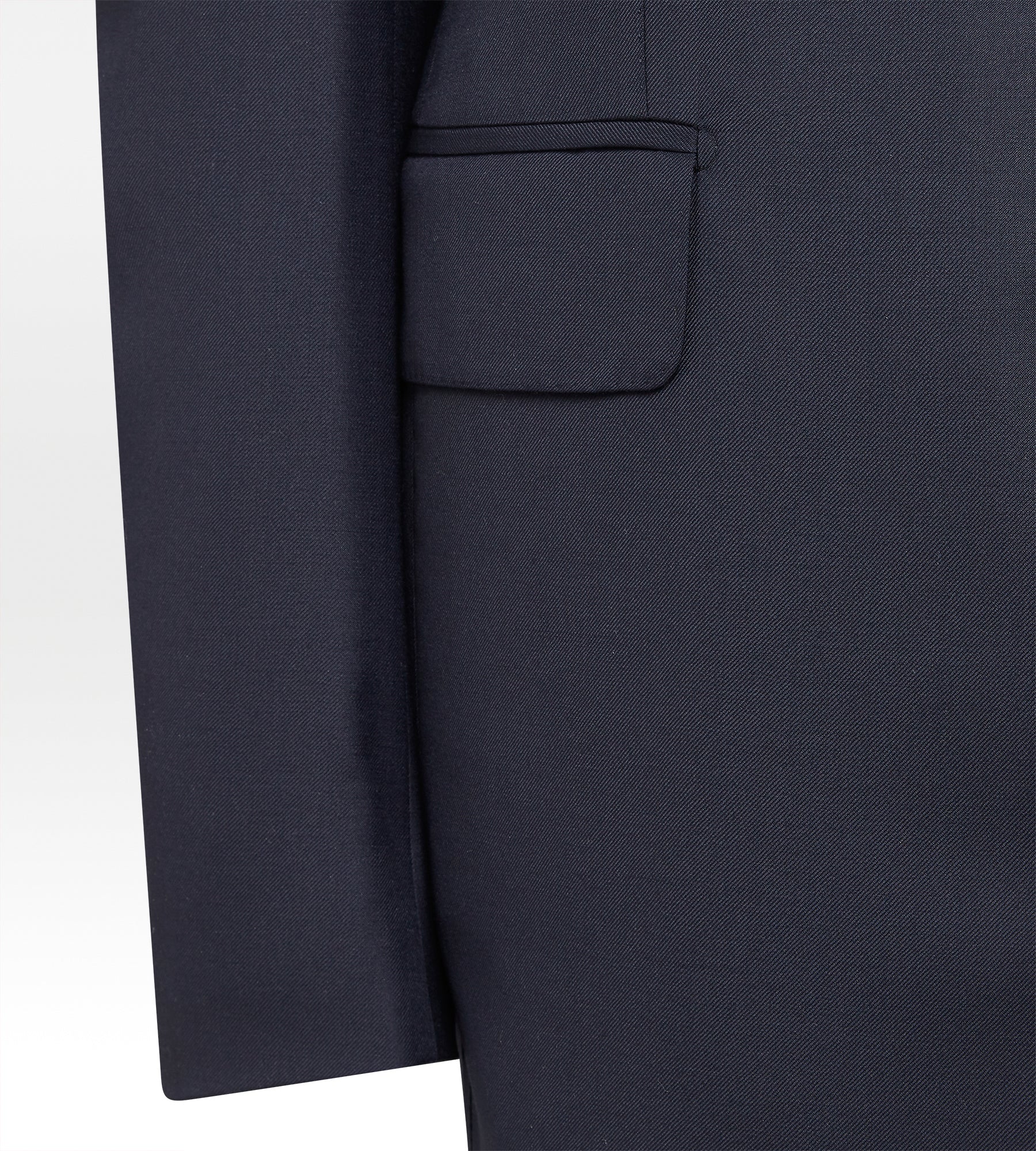 Costume bleu marine en laine avec revers en pointe