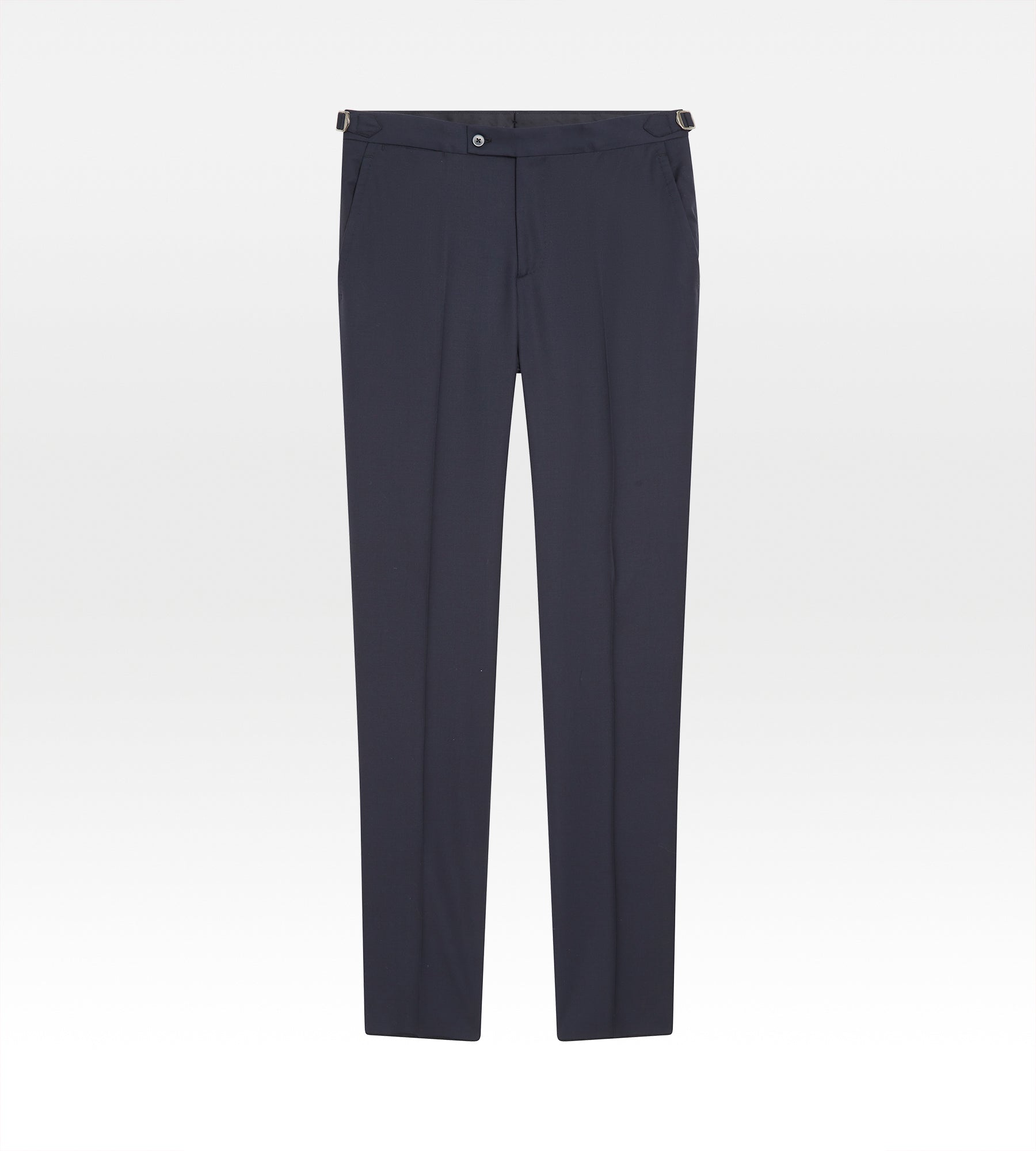 Costume bleu marine en laine avec revers en pointe