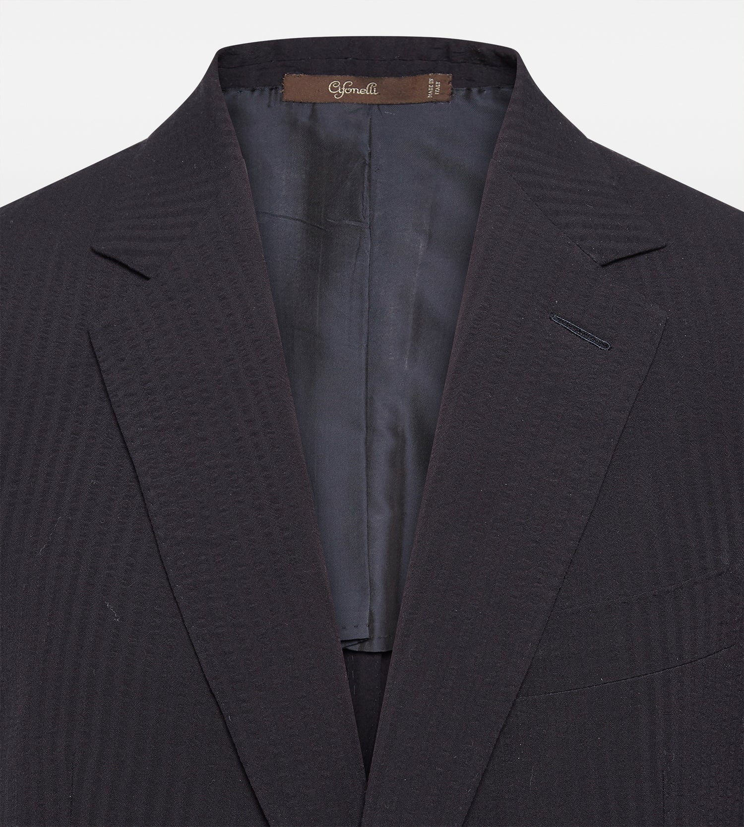 Costume bleu nuit seersucker de laine