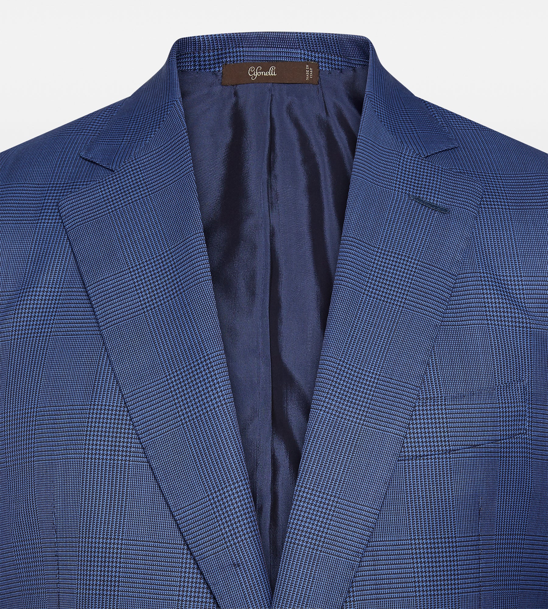 Costume bleu en laine Prince de Galles