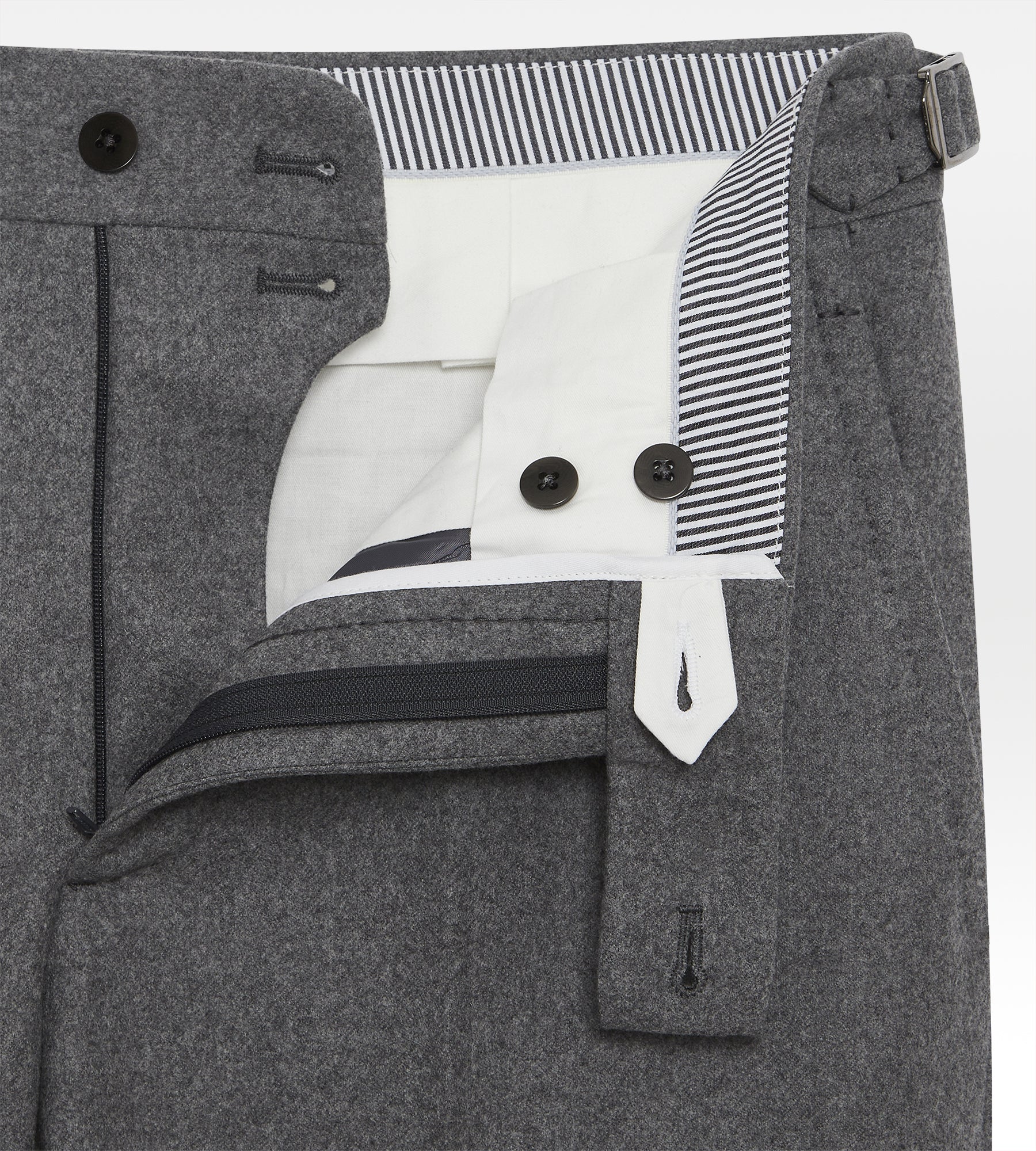 Costume croisé bas gris en flannel légère