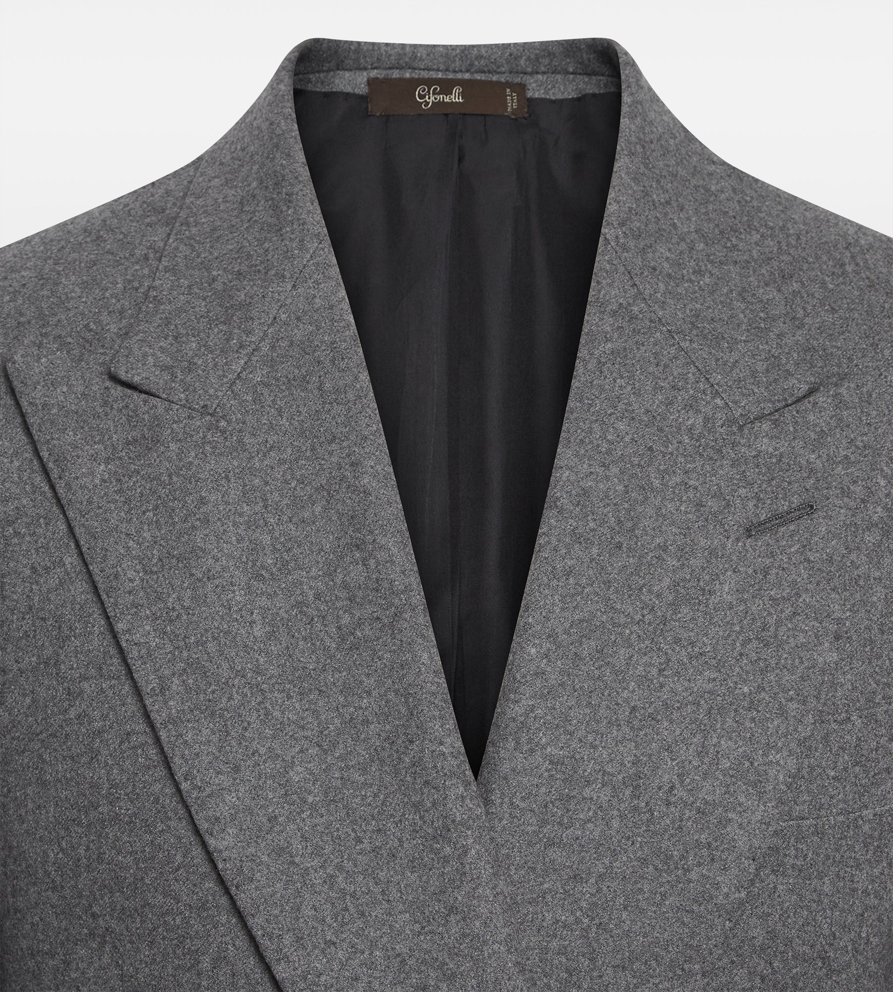 Costume croisé bas gris en flannel légère