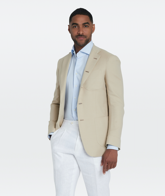 Veste Travel beige en coton à motif chevrons