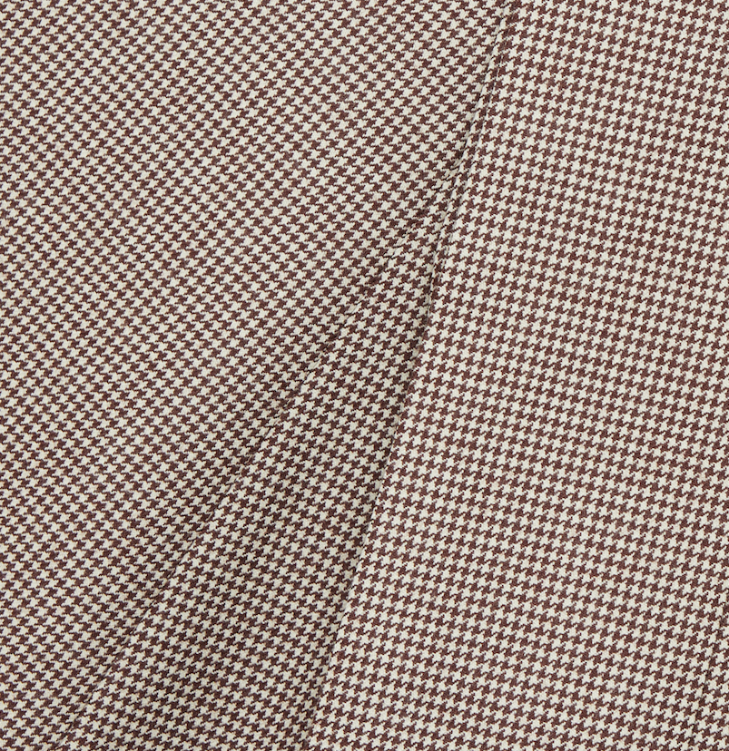 Pantalon à motif pied-de-poule en laine marron & beige