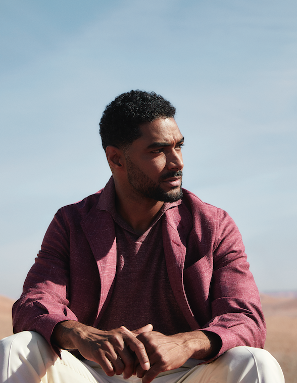 Polo en soie & lin framboise