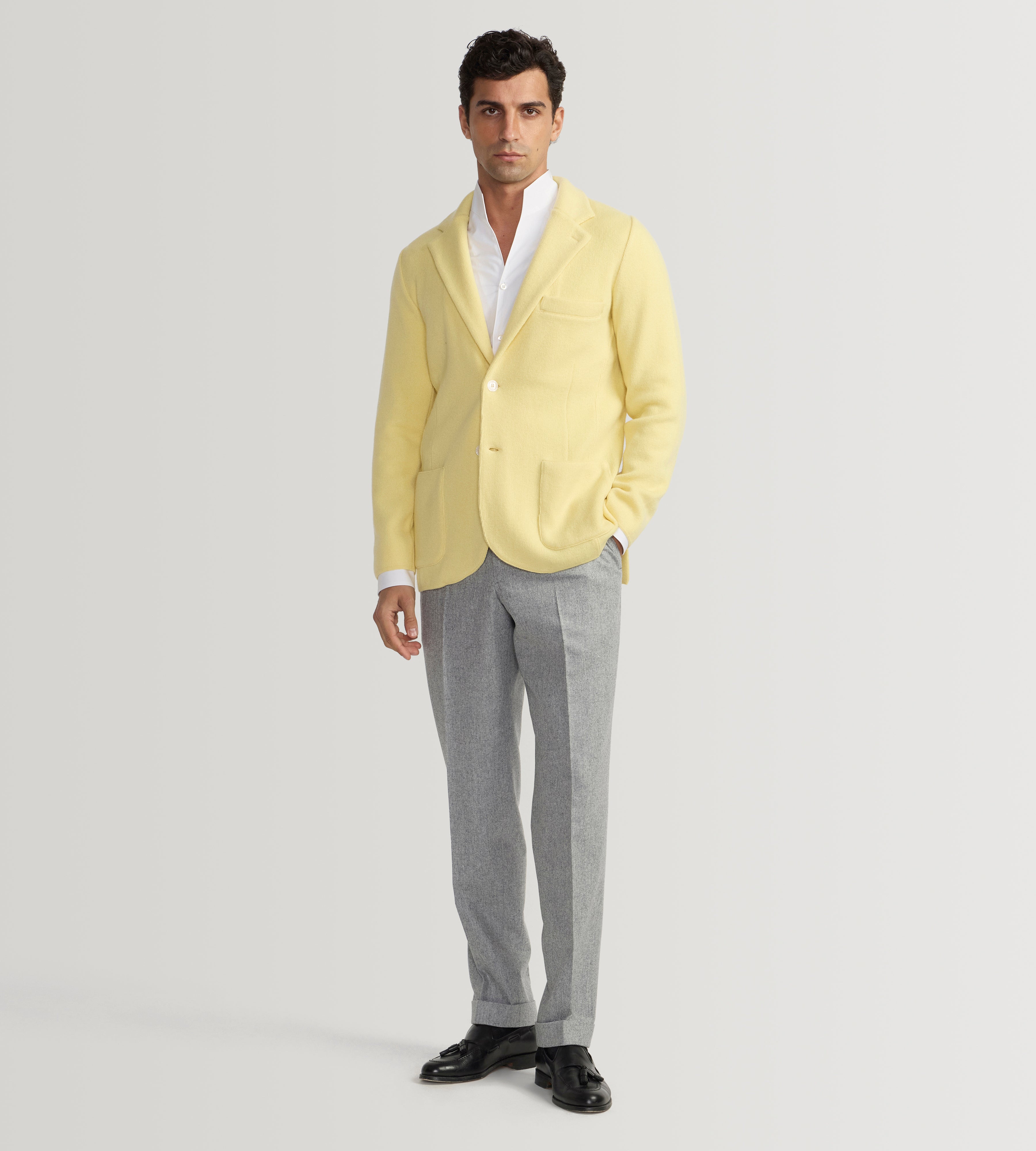 Pantalon en flanelle de laine gris clair