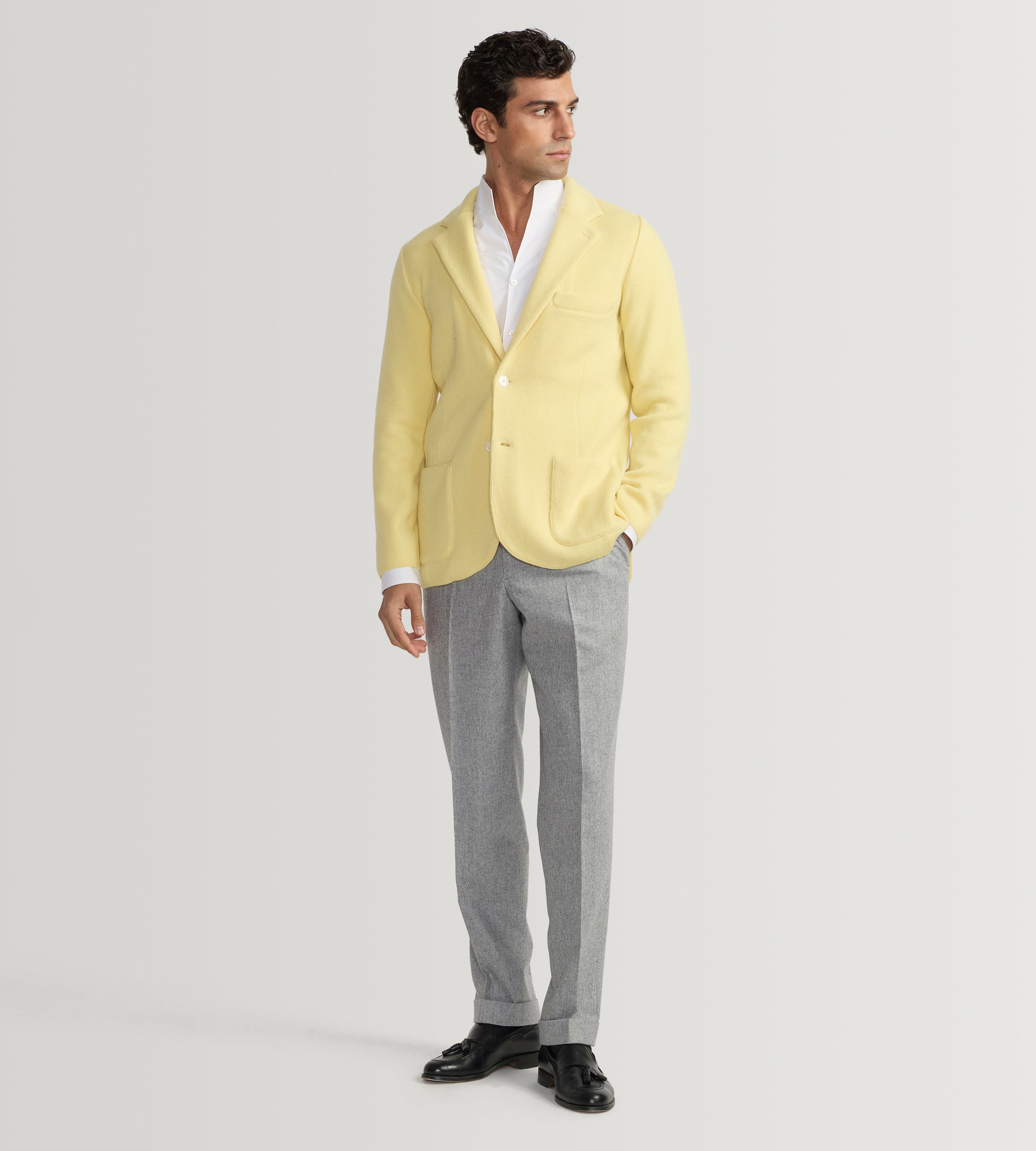 Cardigan en cachemire jaune