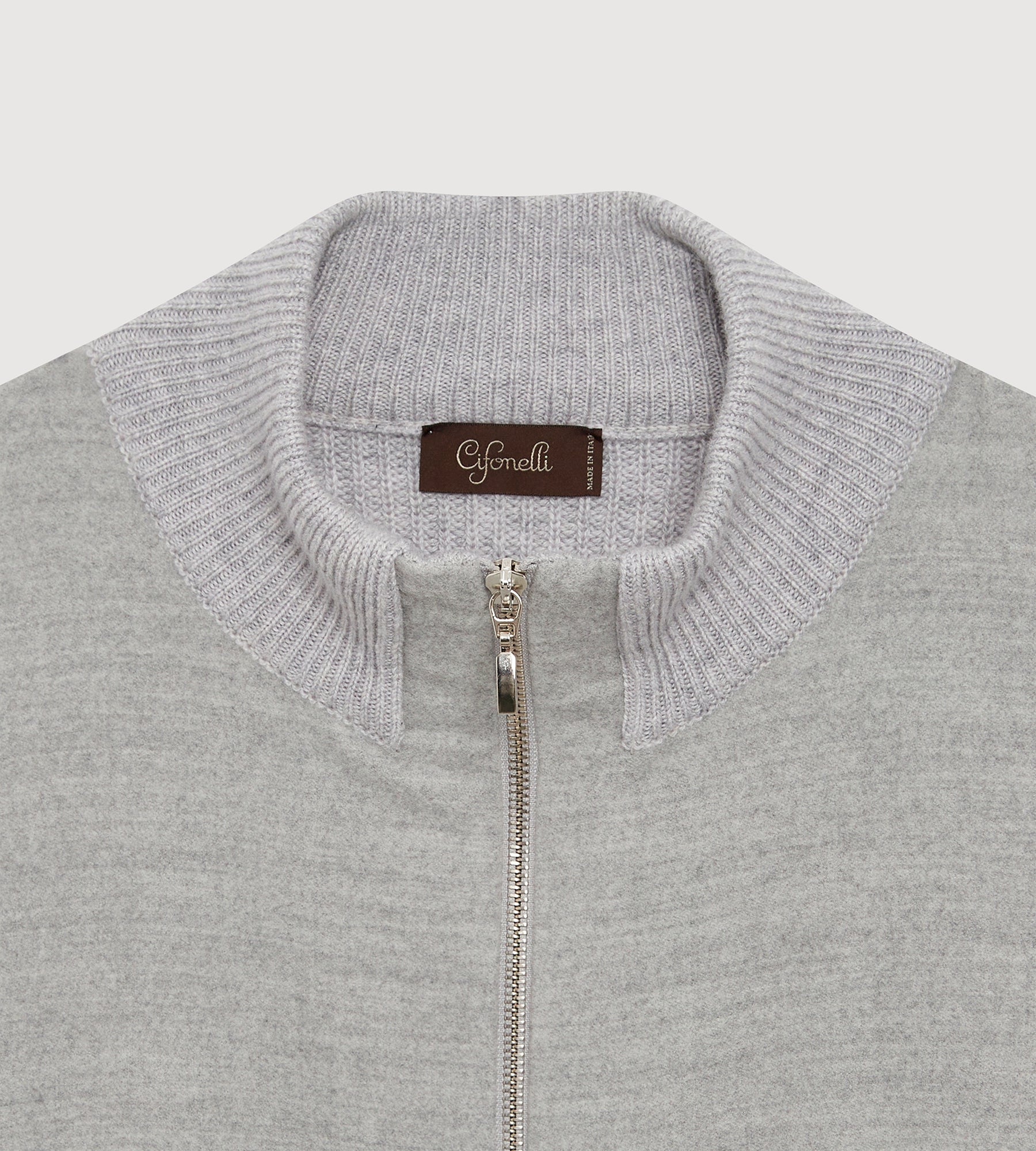 Cardigan zippé gris en laine & cachemire