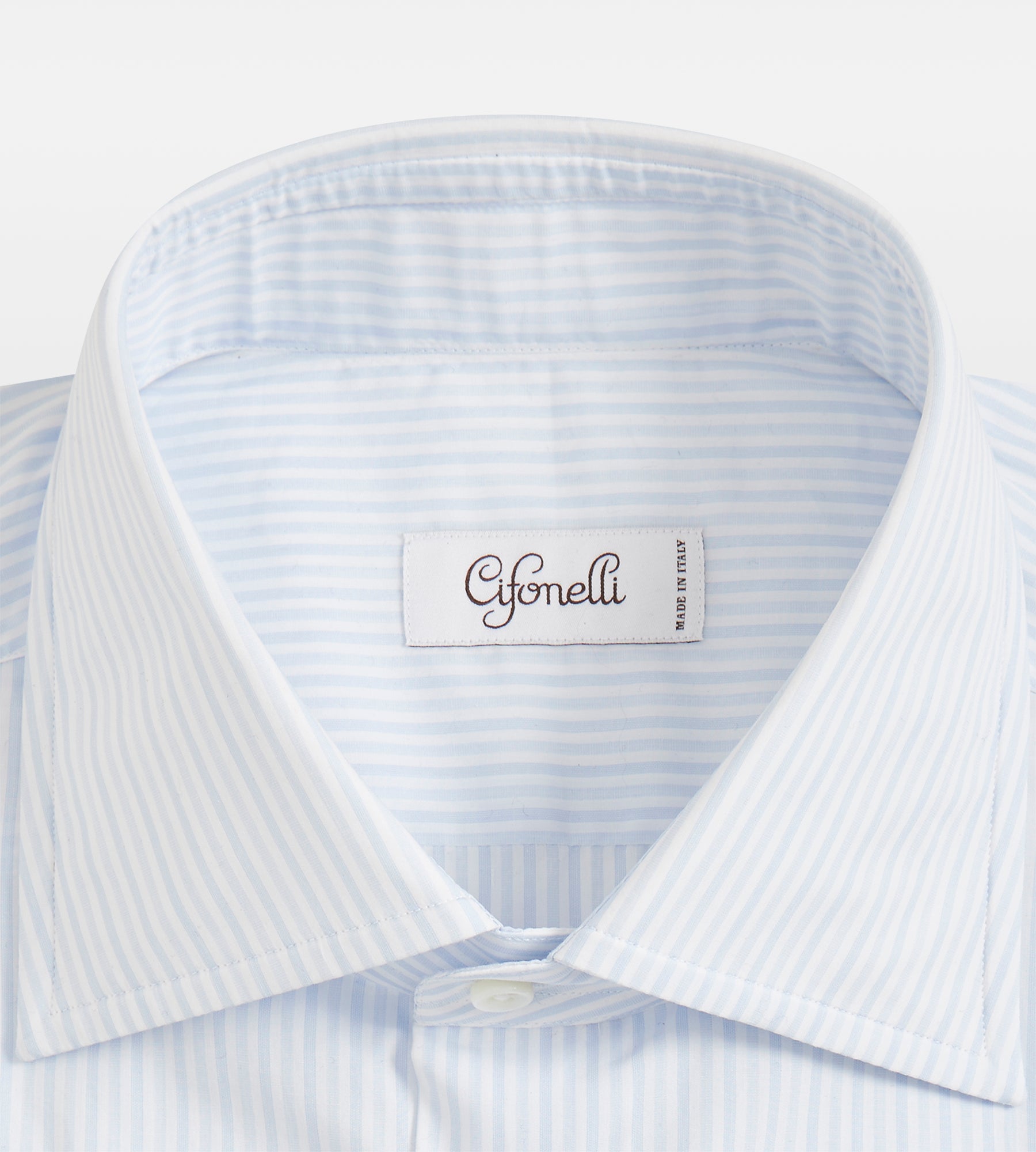 Chemise bleue en coton à doubles rayures