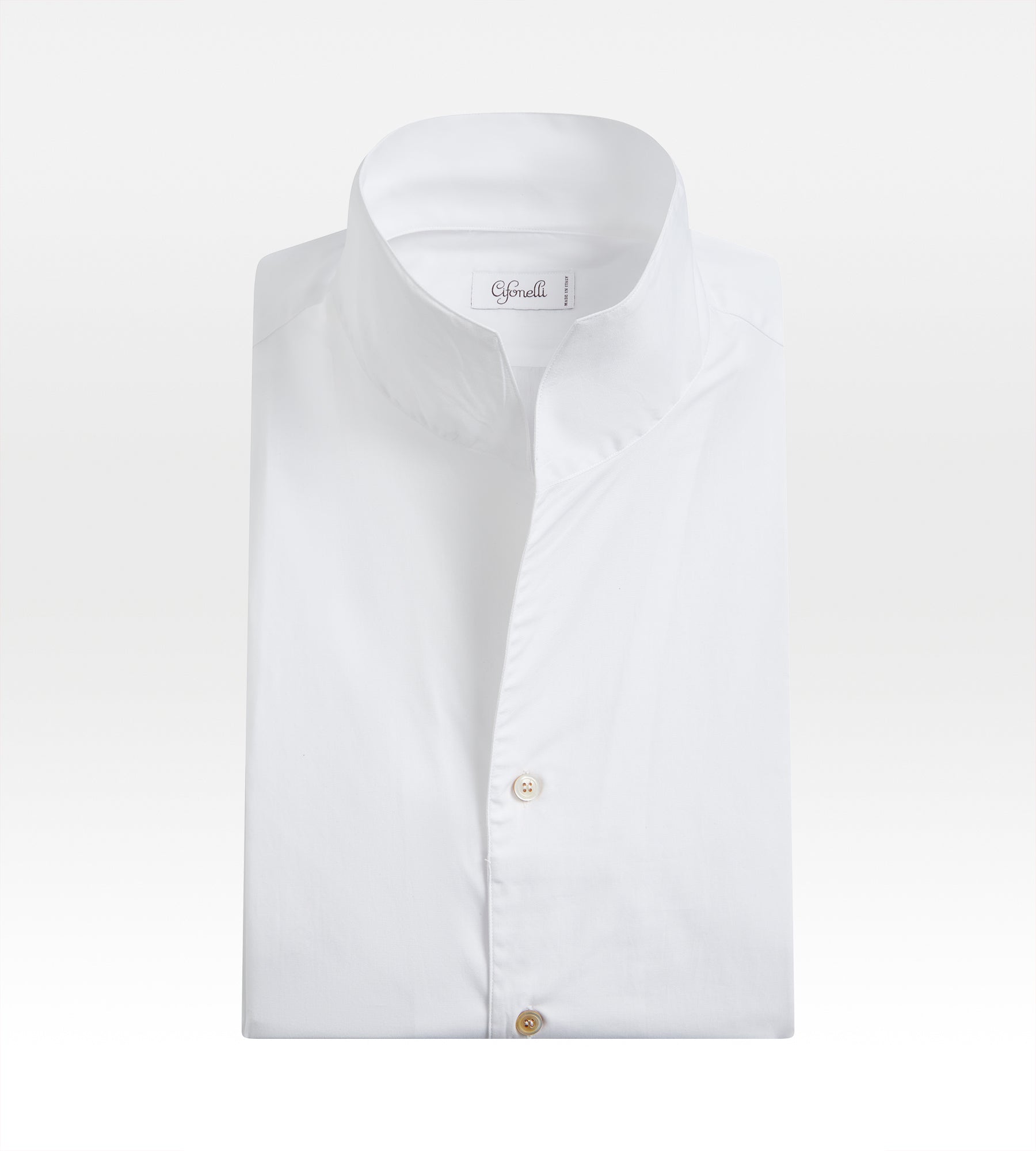 Chemise blanche Cifonelli à col indien