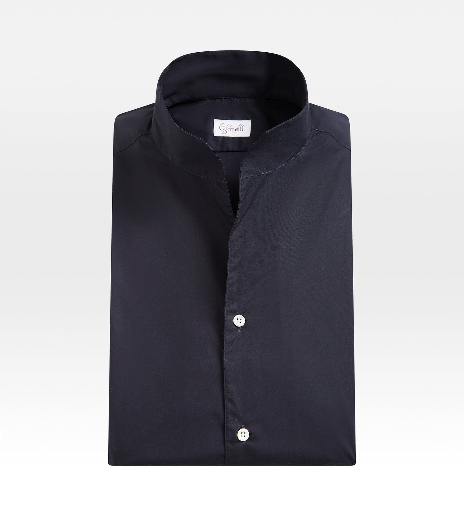 Chemise bleu foncé à col indien