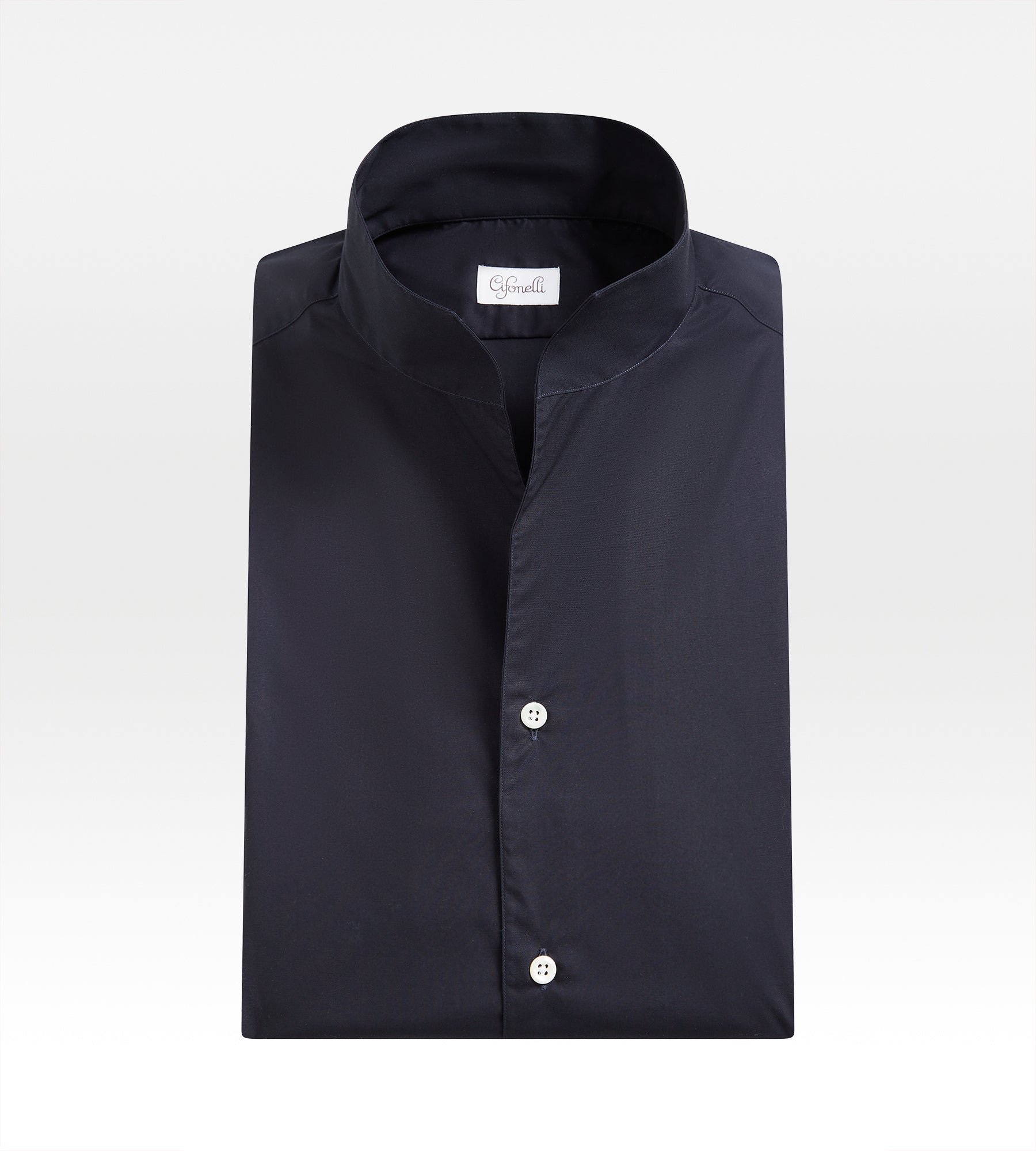 Chemise bleu foncé à col indien