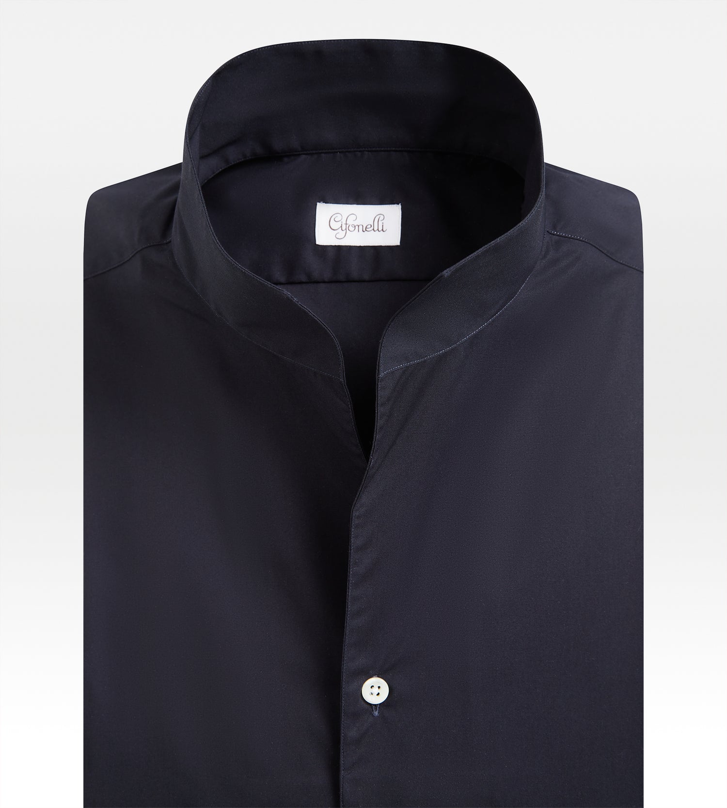 Chemise bleu foncé à col indien