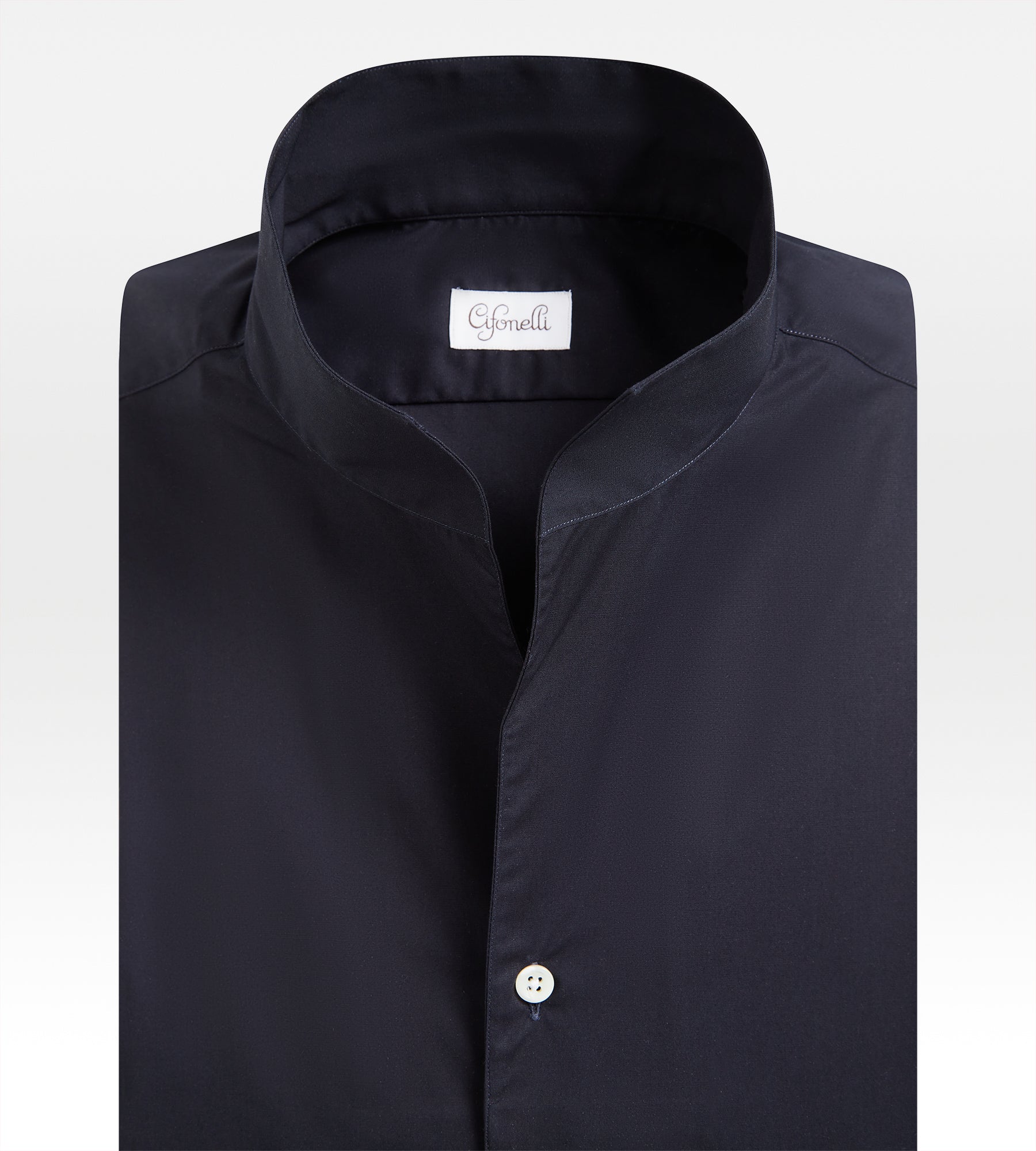 Chemise bleu foncé à col indien