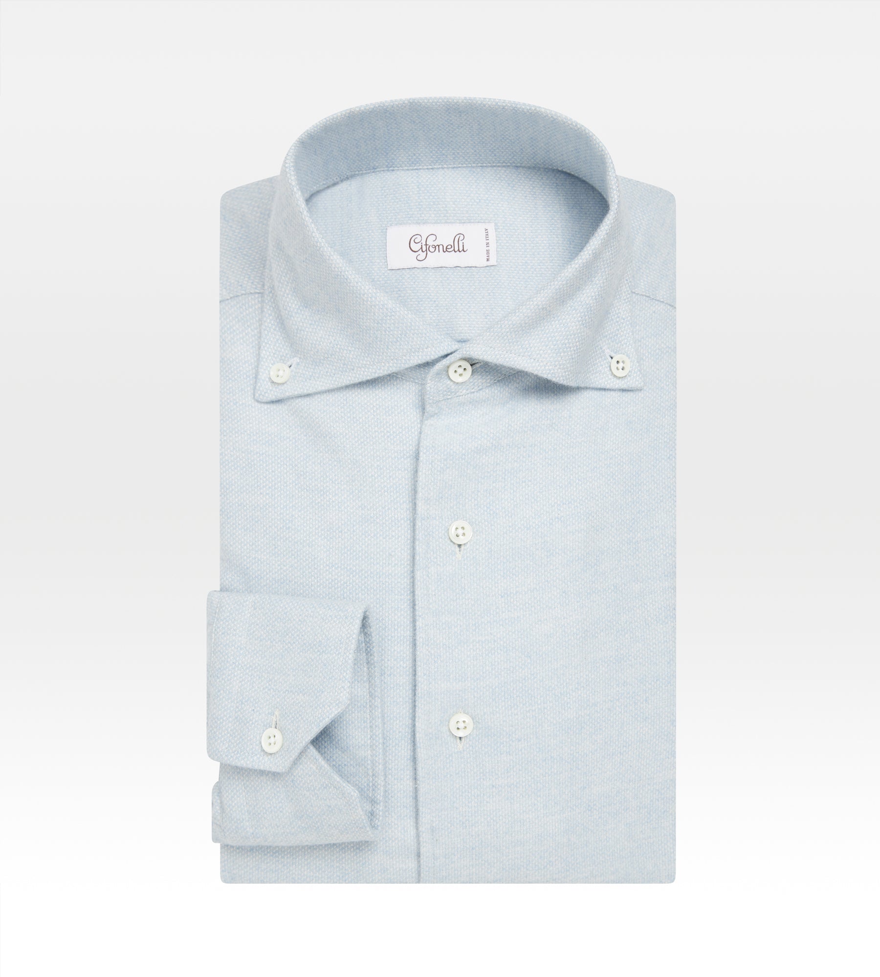 Chemise bleu ciel en coton piqué