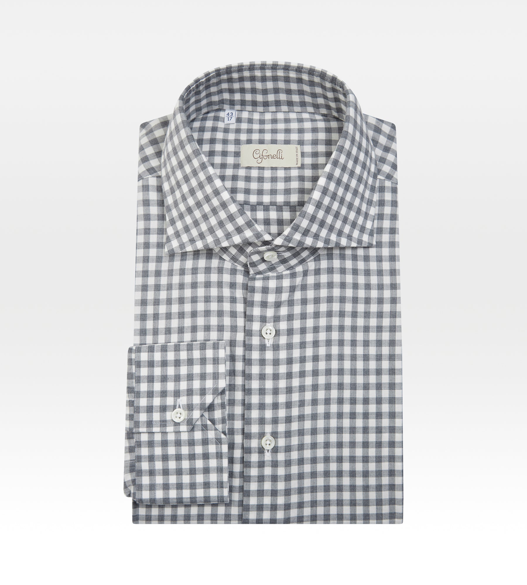 Chemise grise en coton à carreaux