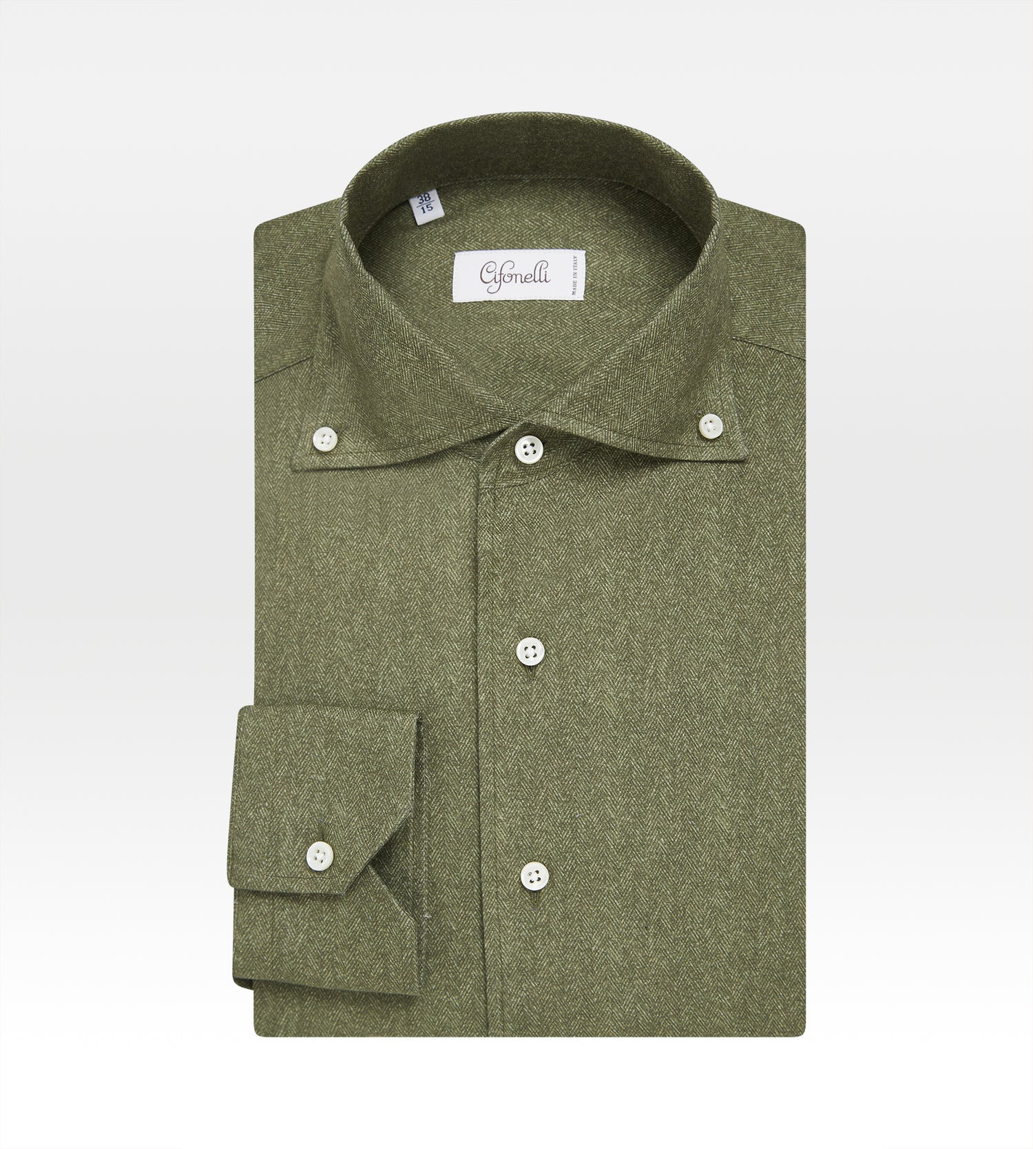 Chemise kaki en coton à motif chevrons