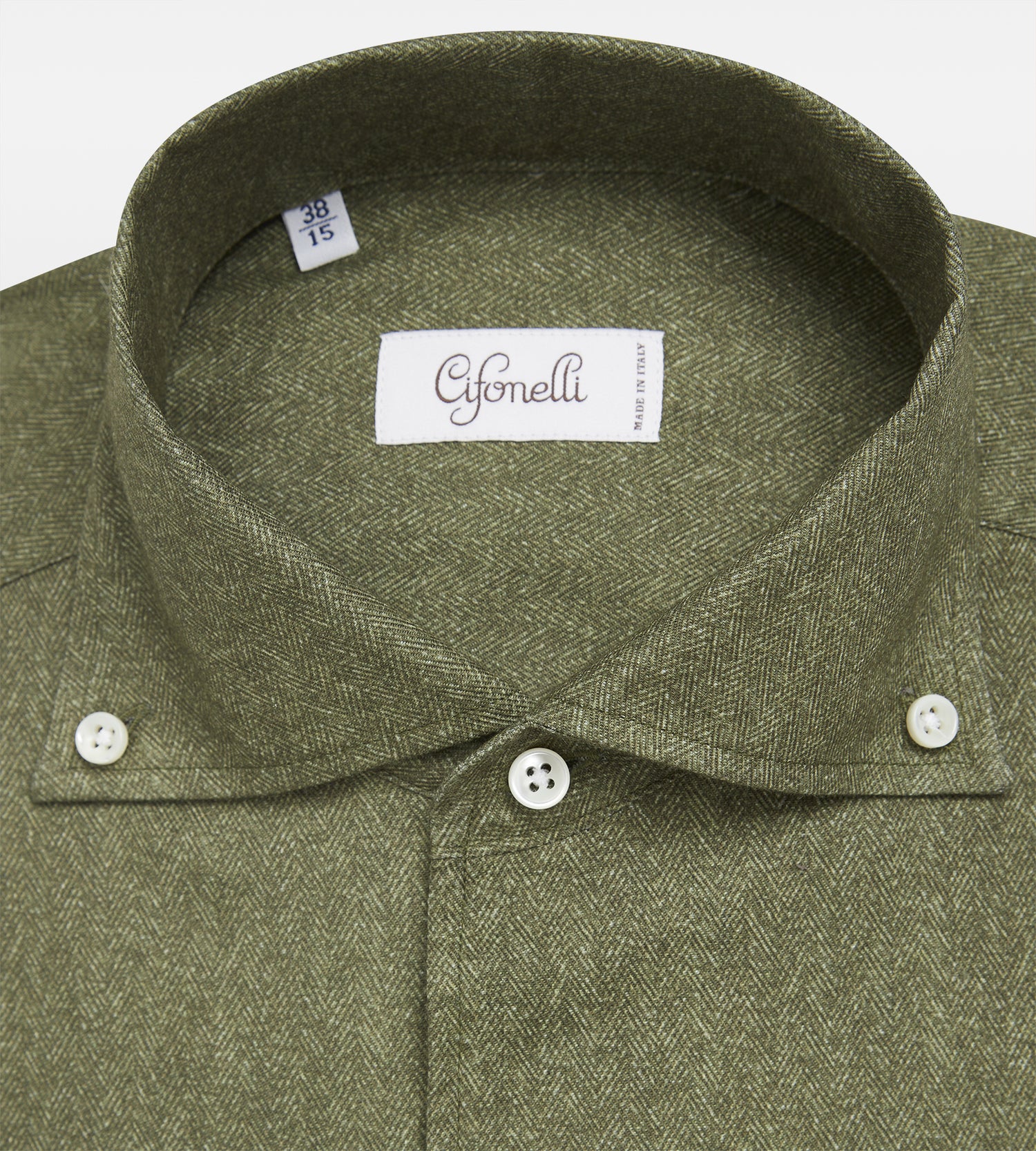 Chemise kaki en coton à motif chevrons