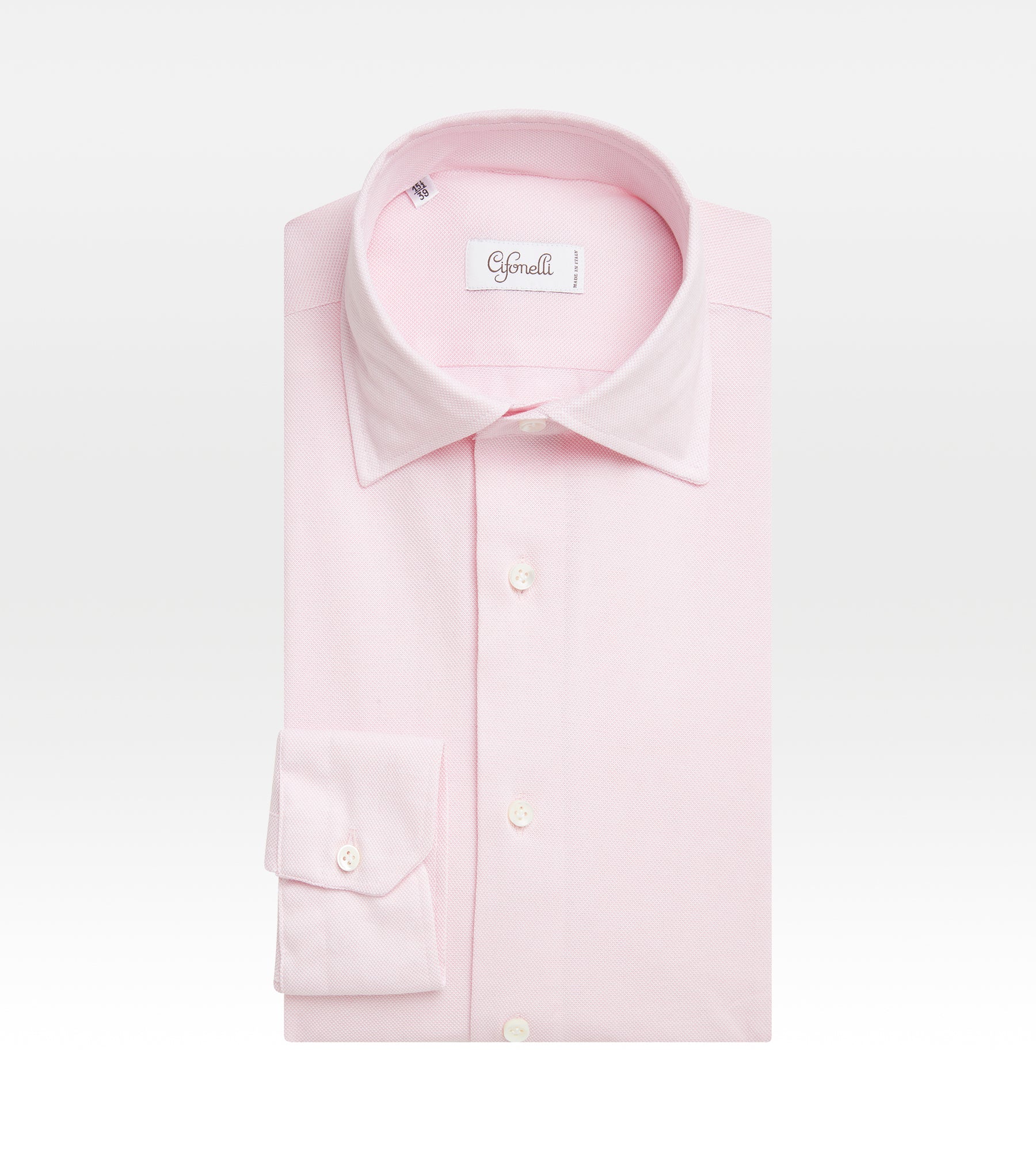 Chemise rose en coton piqué