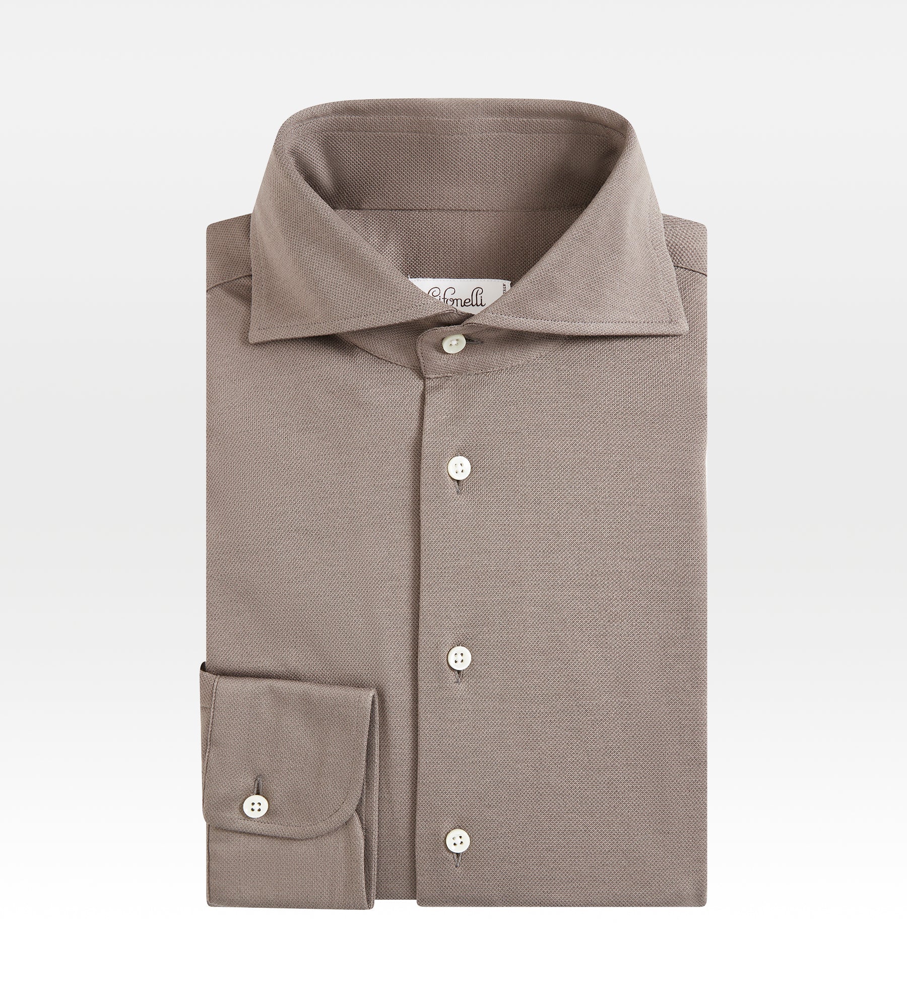 Chemise taupe en coton piqué