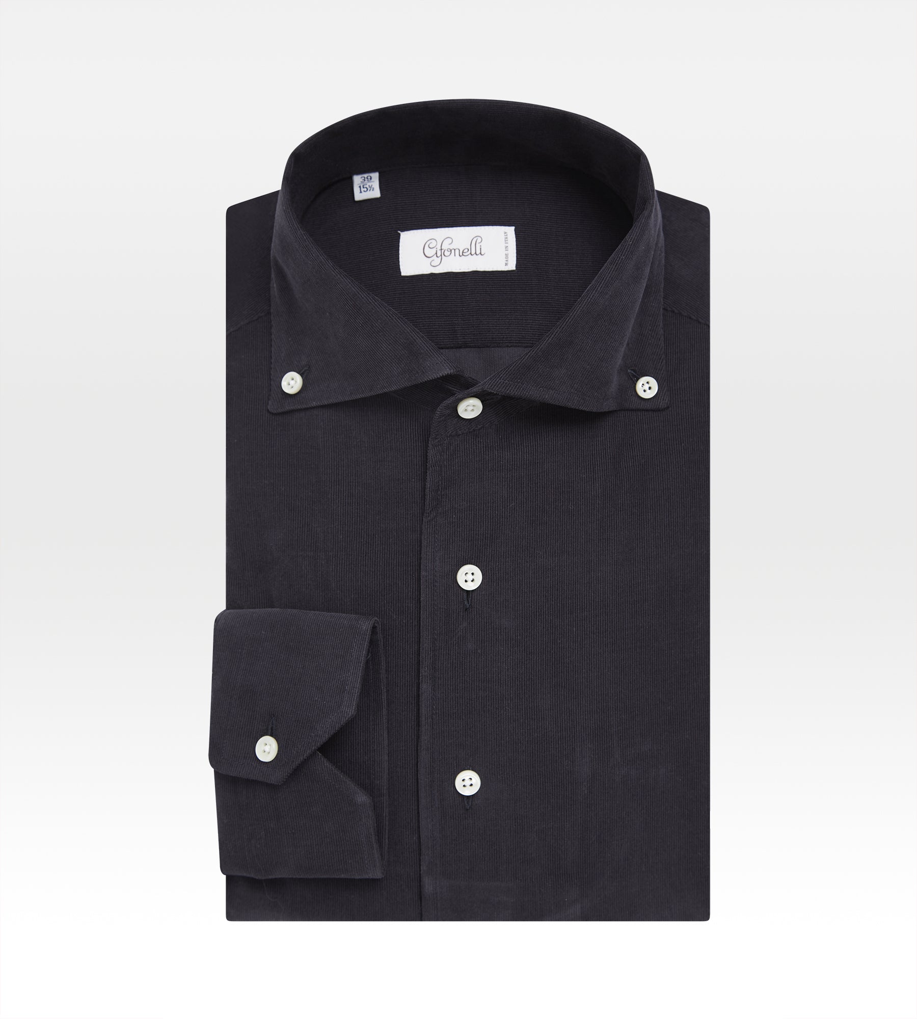 Chemise bleu nuit en velours côtelé
