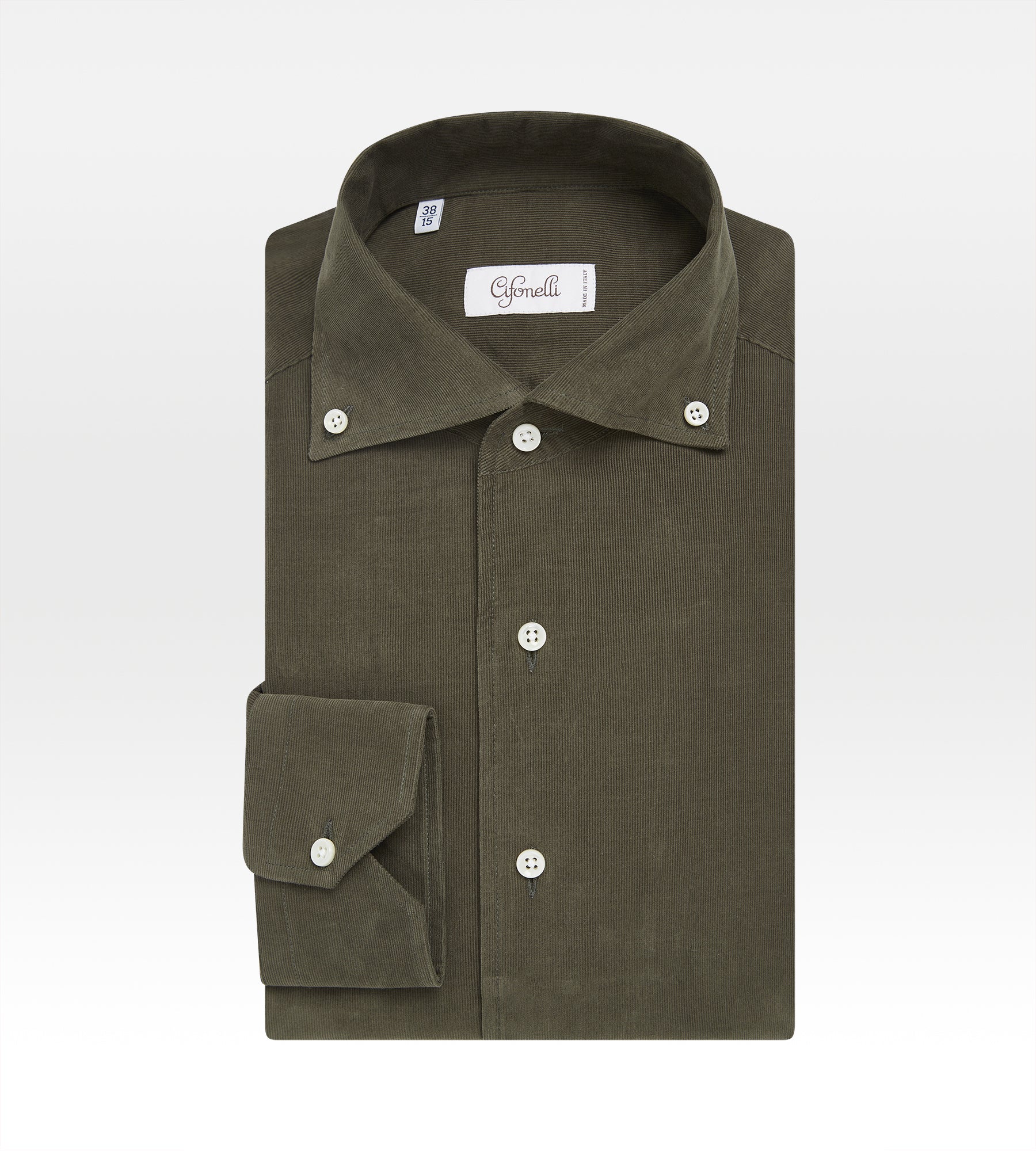 Chemise kaki en velours côtelé