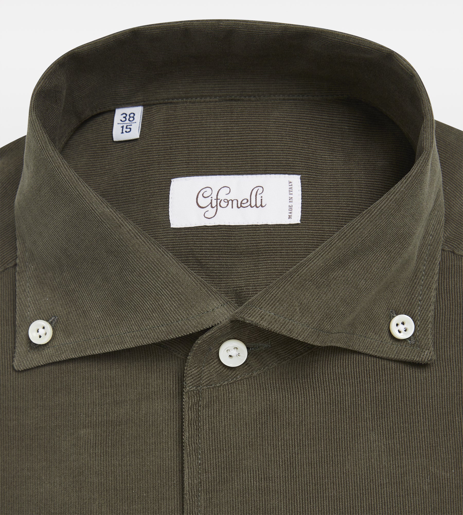Chemise kaki en velours côtelé