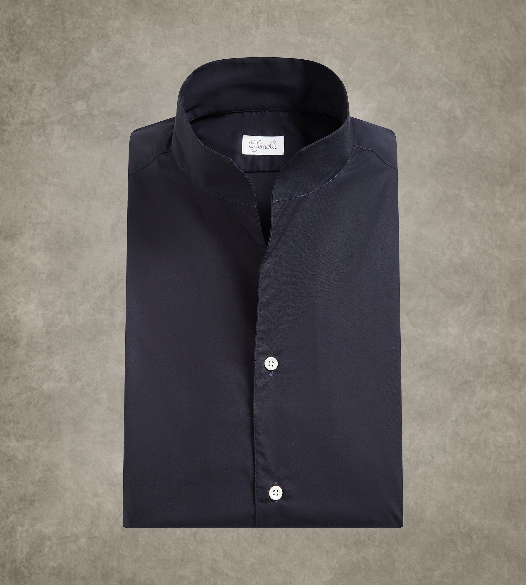 Chemise bleu foncé à col indien
