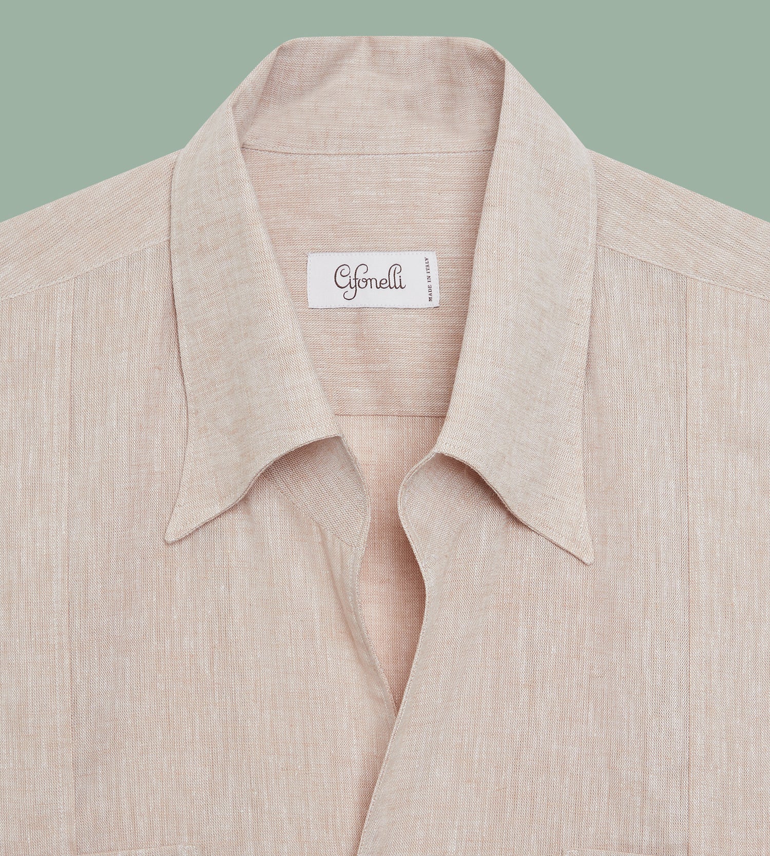 Chemise Guayabera beige clair en lin