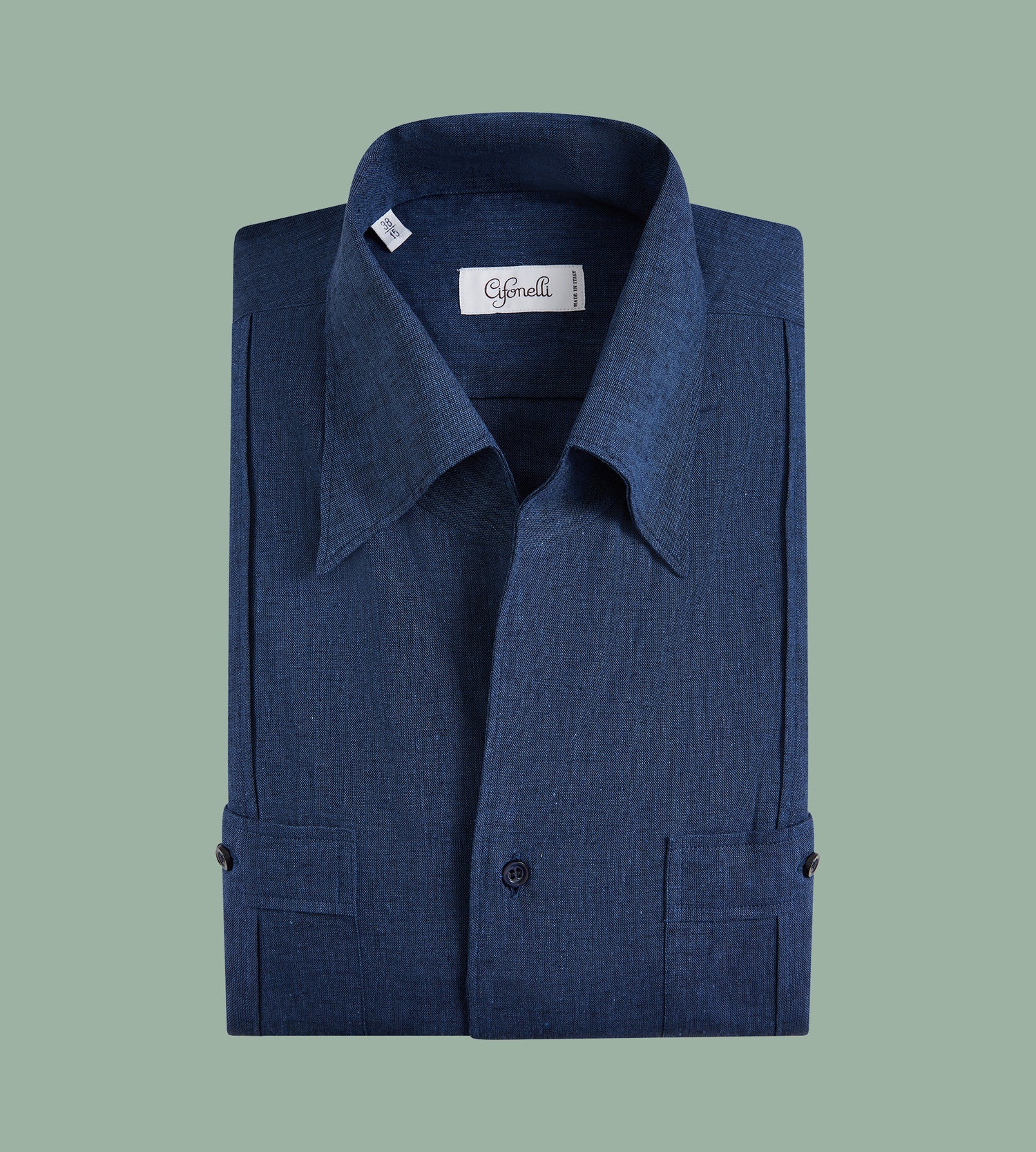 Chemise Guayabera bleu marine en lin