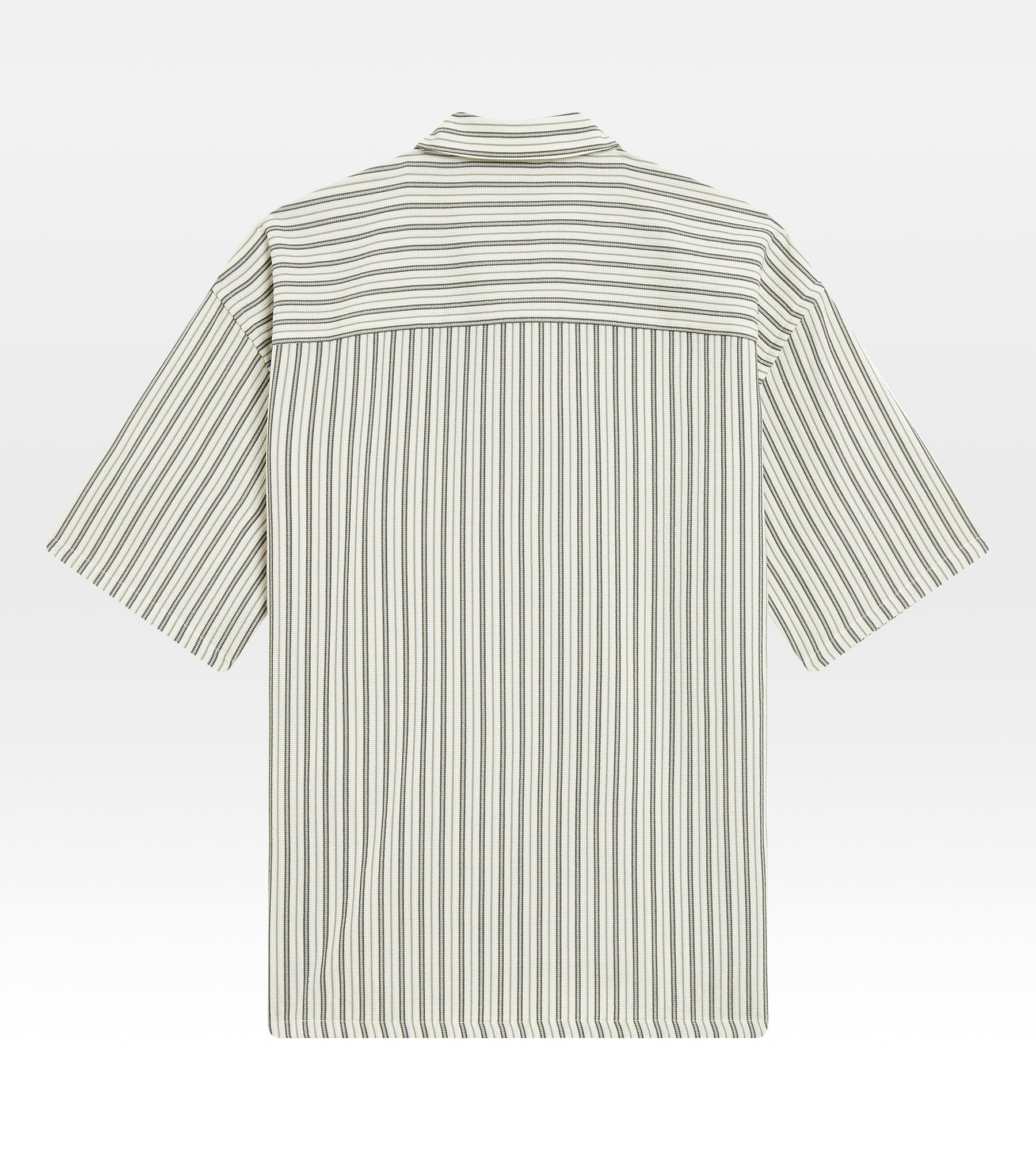 Chemise kaki en laine à manche courte à rayures