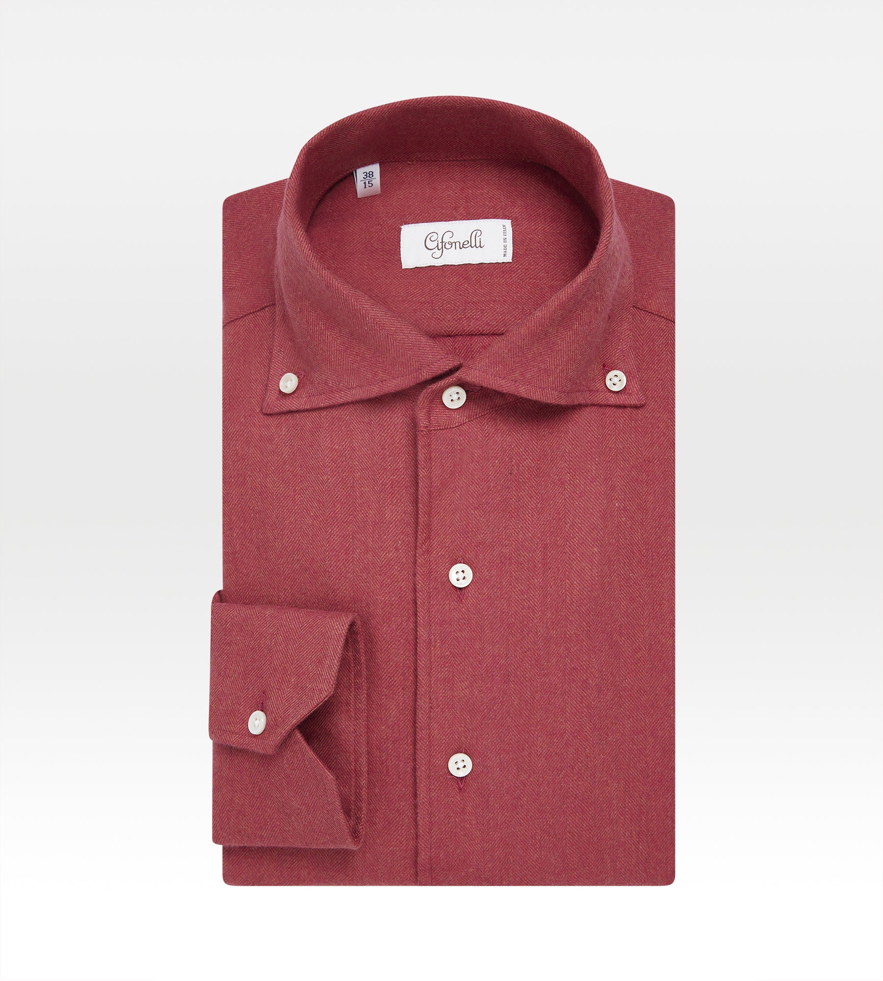 Chemise rouge en coton à motif chevrons