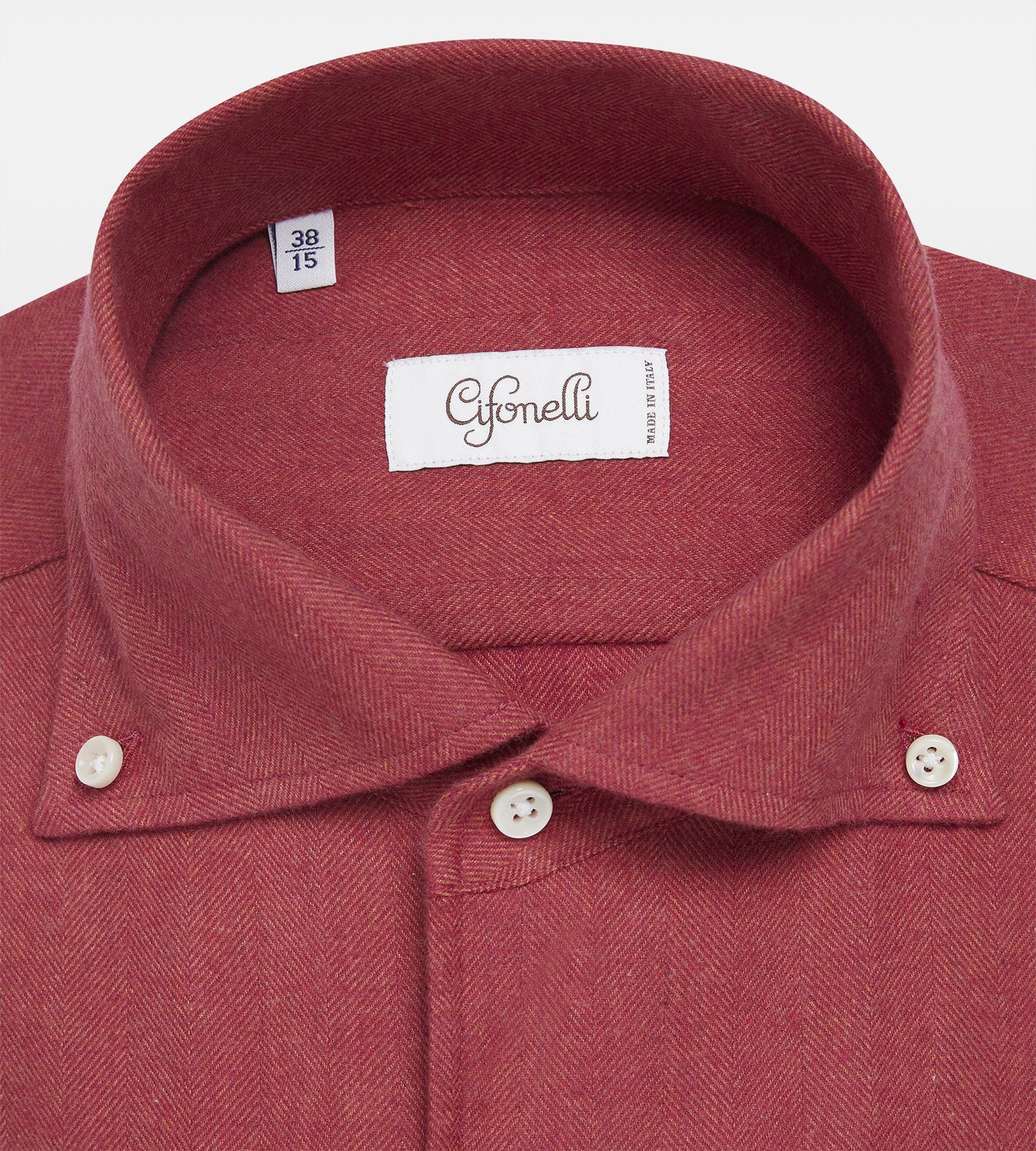 Chemise rouge en coton à motif chevrons