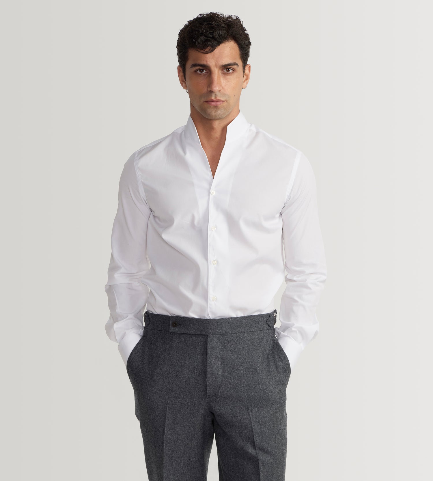 Chemise blanche à col indien