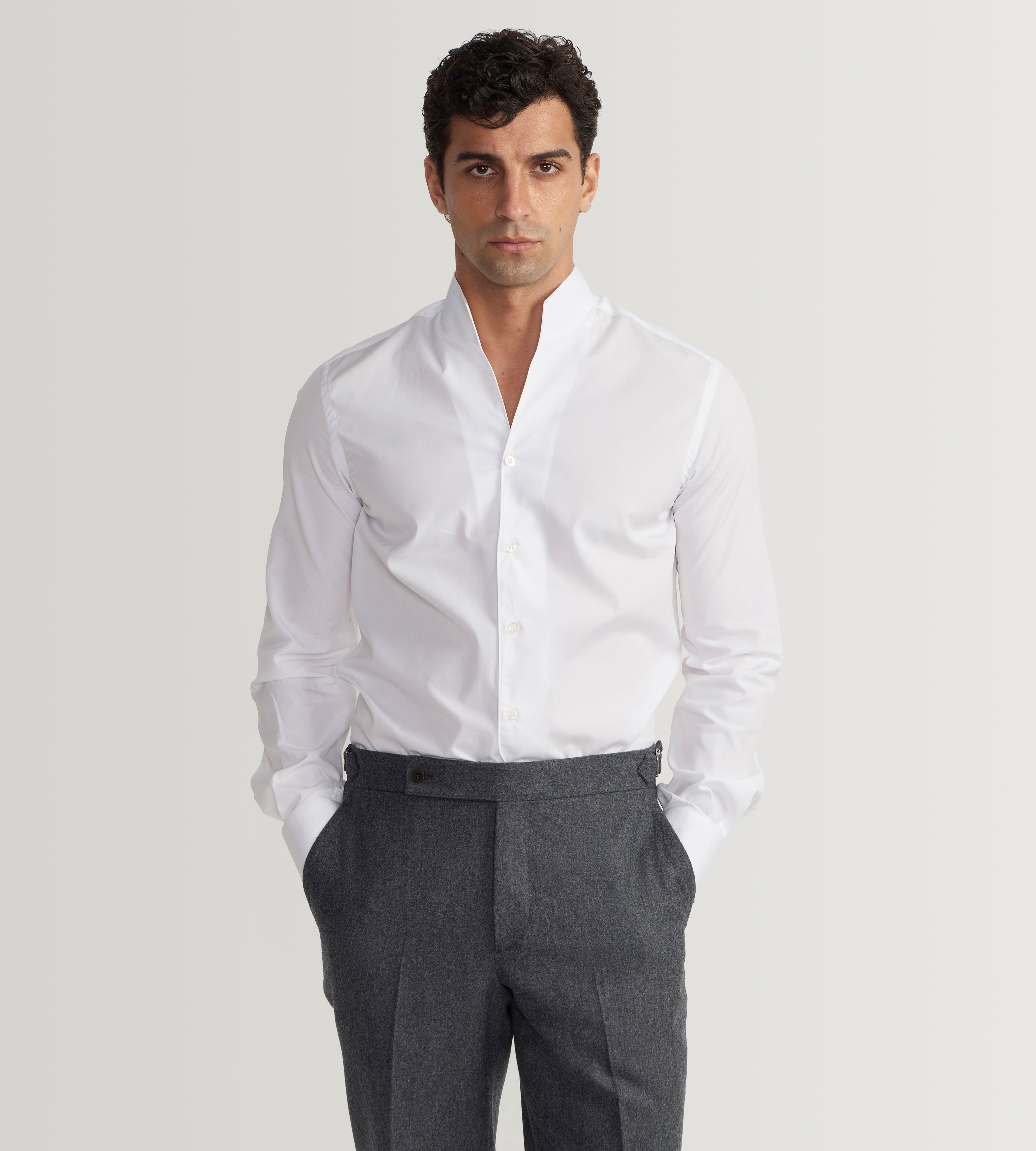 Chemise blanche à col indien