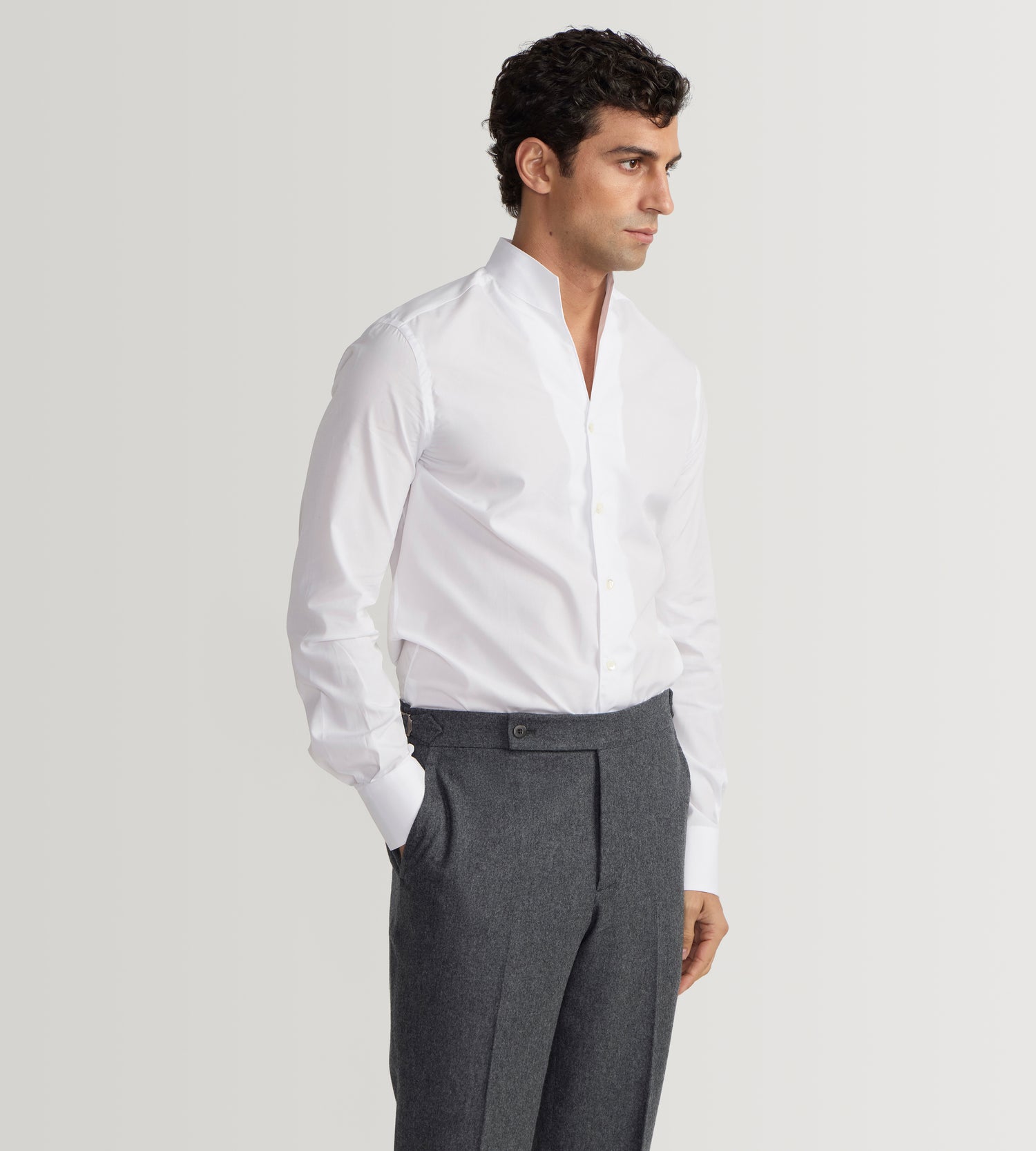 Pantalon en flanelle de laine gris foncé