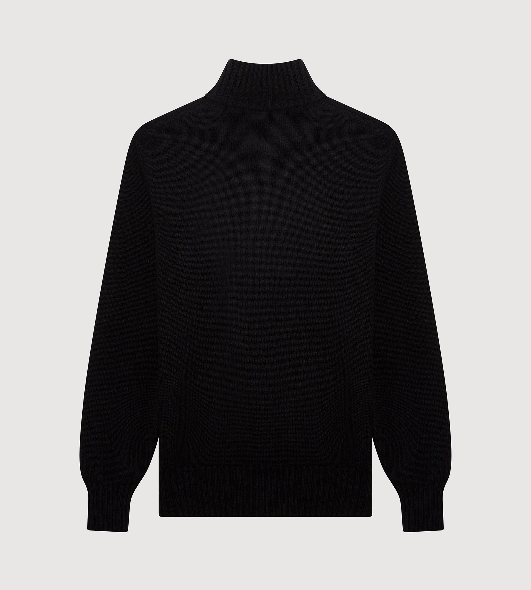 Pull noir à col cheminé en cachemire