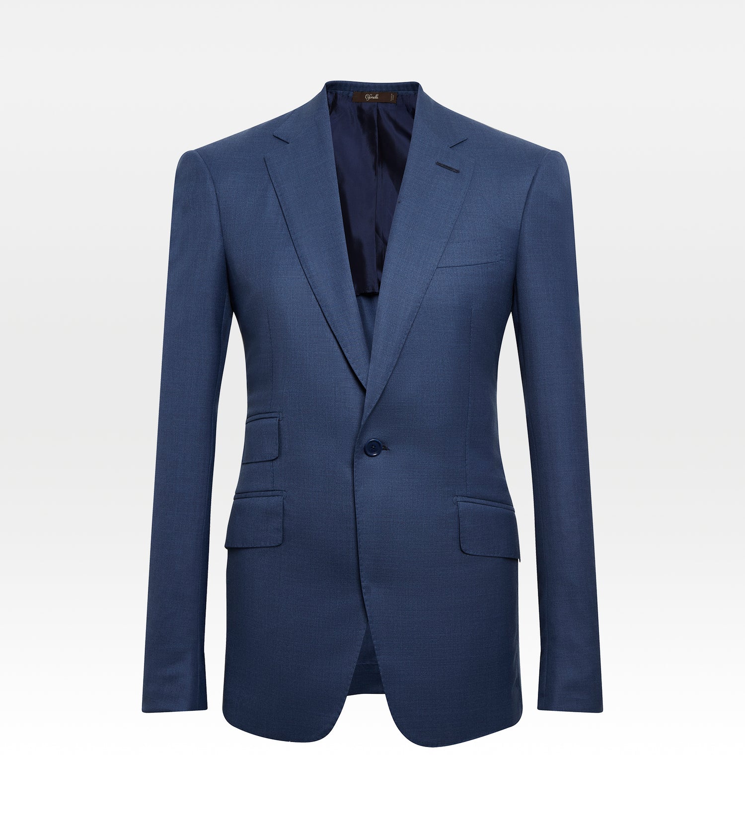 Costume droit bleu en laine